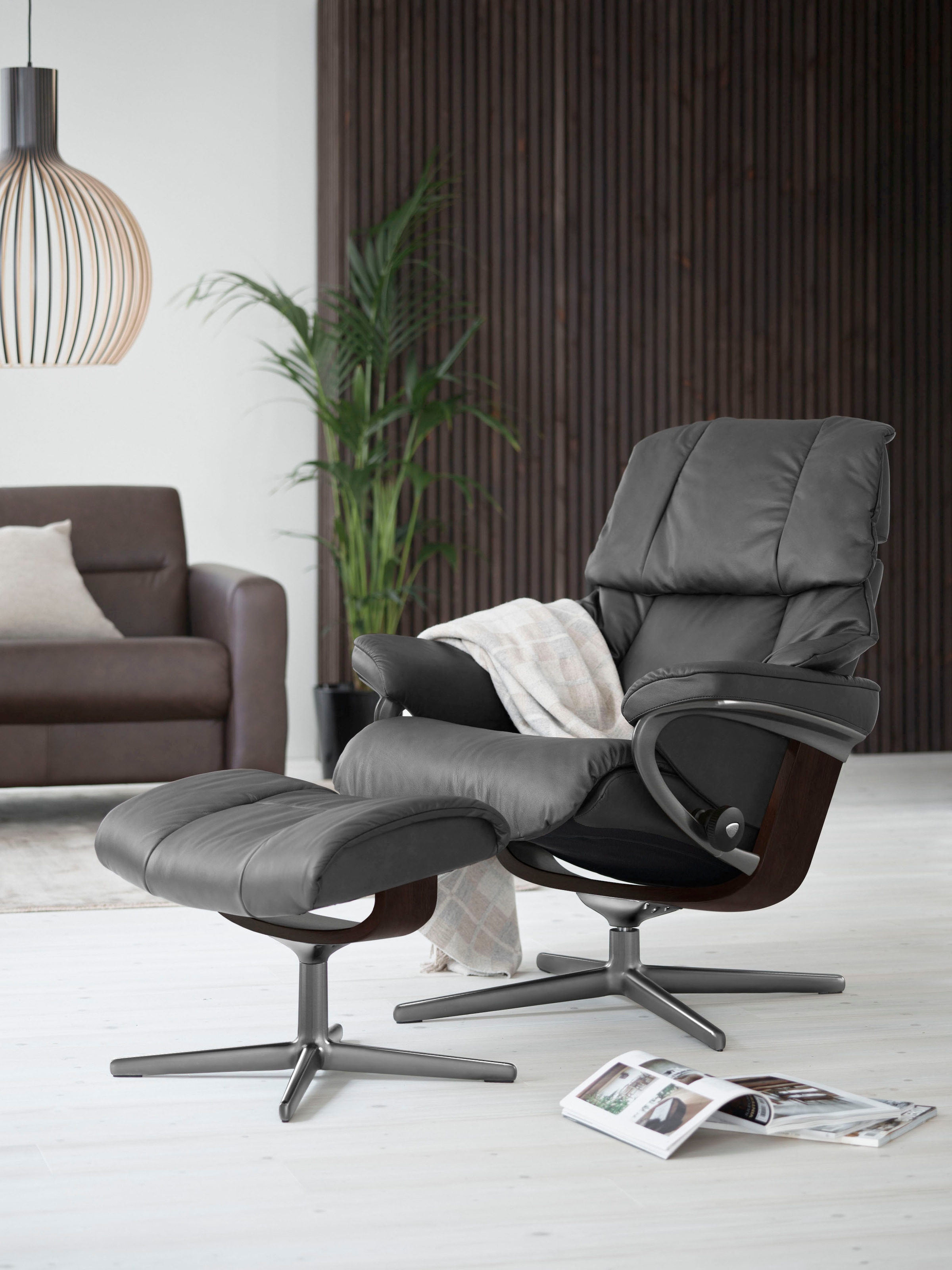 Stressless Fußhocker "Reno", mit Cross Base, Größe S, M & L, Holzakzent Braun