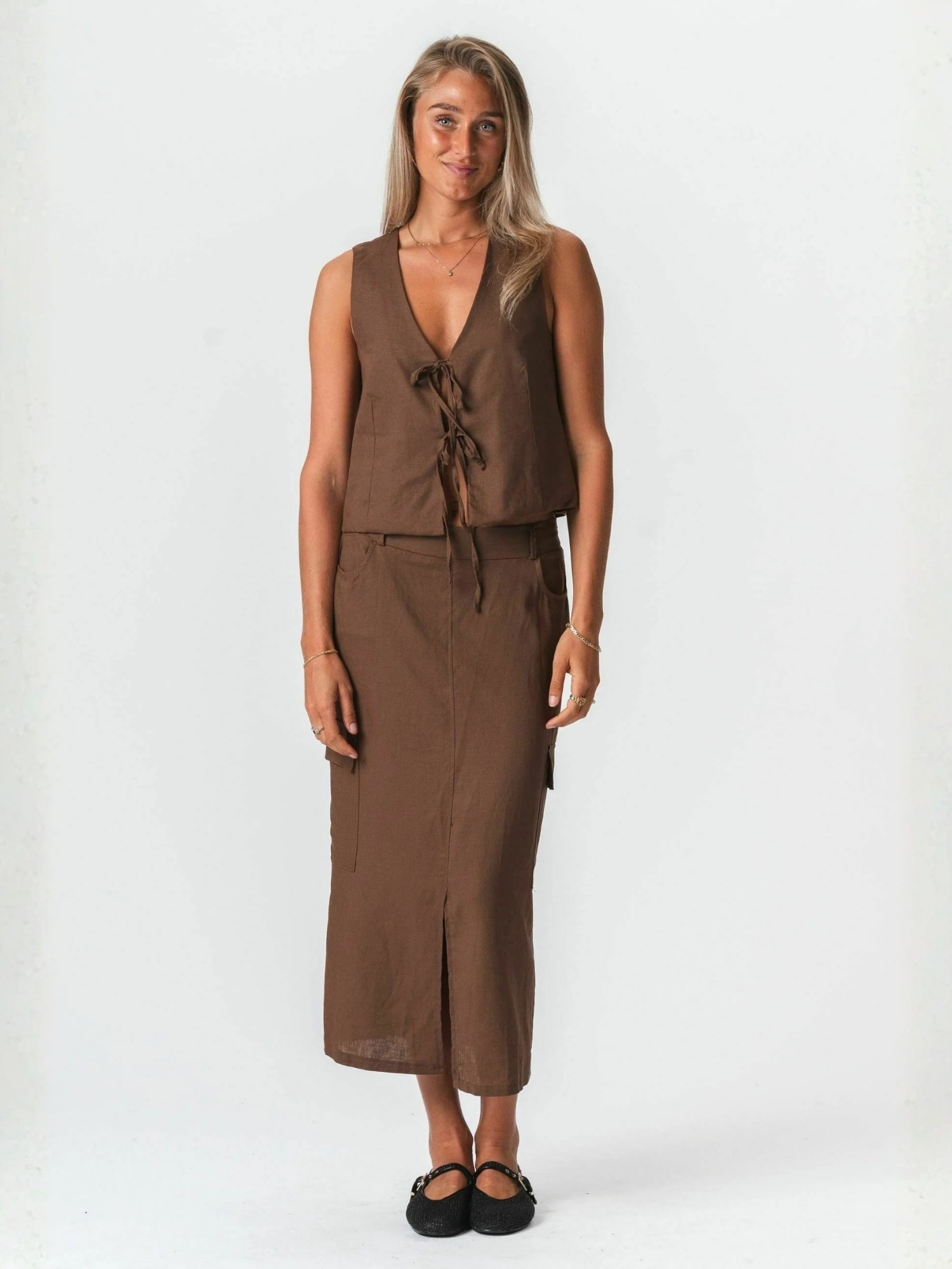 TeeShoppen Midirock »TEESHOPPEN Skirt Hør«