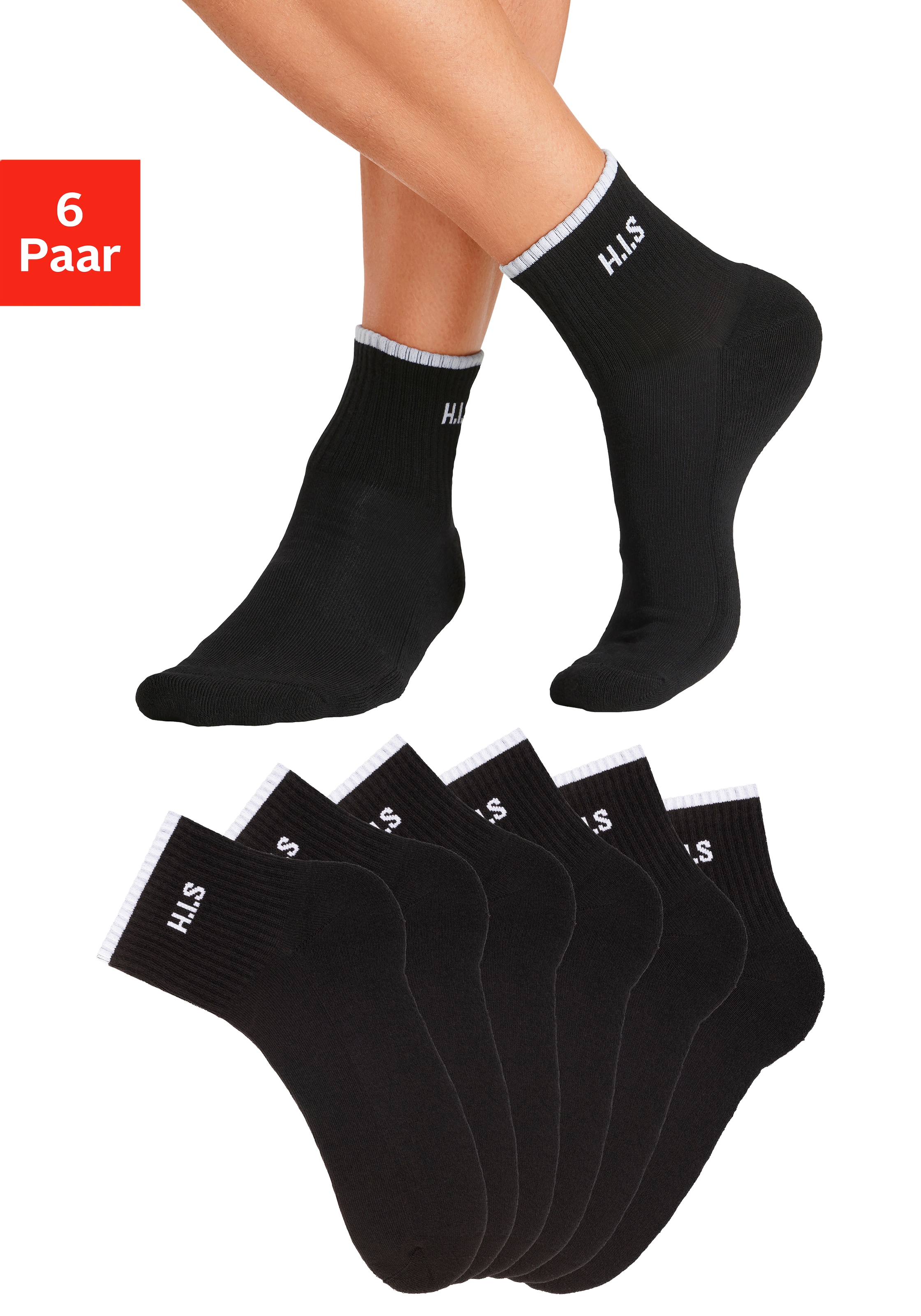 Sportsocken »Kurzsocken«, (Packung, 6 Paar), mit Frottee & verstärkten Belastungszonen