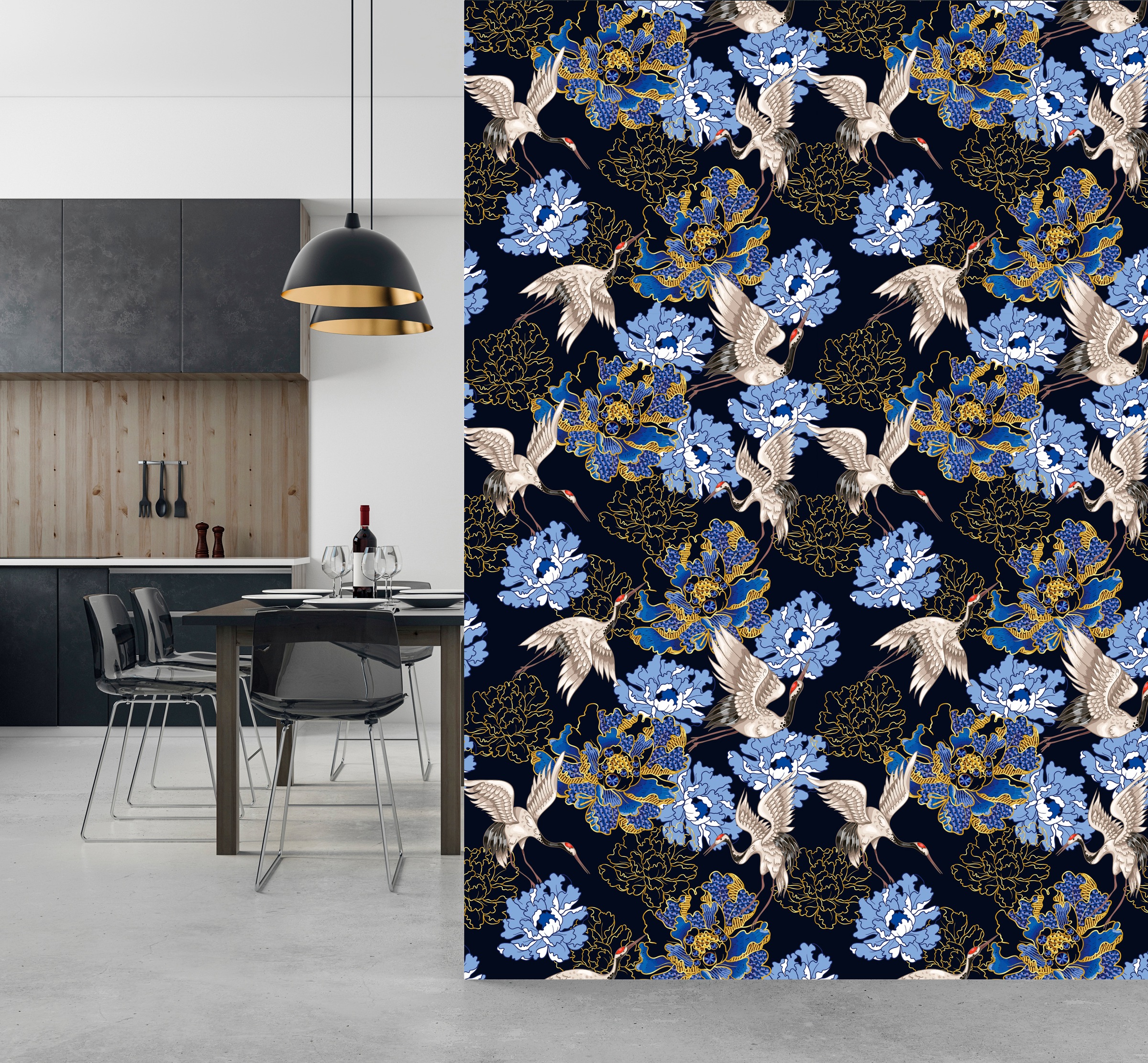 queence Vinyltapete »Ava« Motiv | bedruckt | botanisch | floral | gemustert | natürlich glatt 90x250cm, selbstklebend, kinderleichte Anbringung, , Sticker