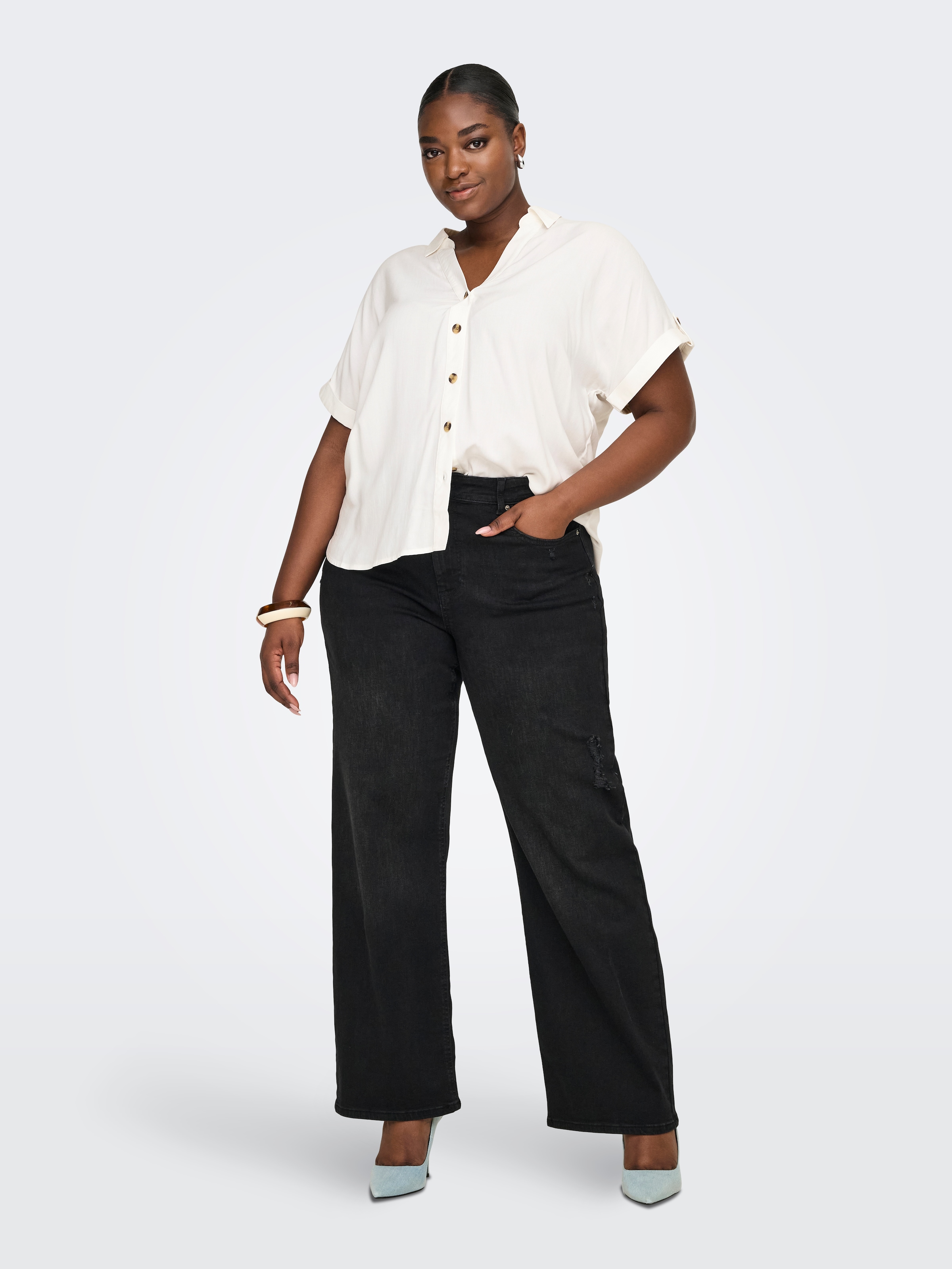 ONLY CARMAKOMA Kurzarmbluse »CARYASMIN SHIRT S/S WVN NOOS« Viskose