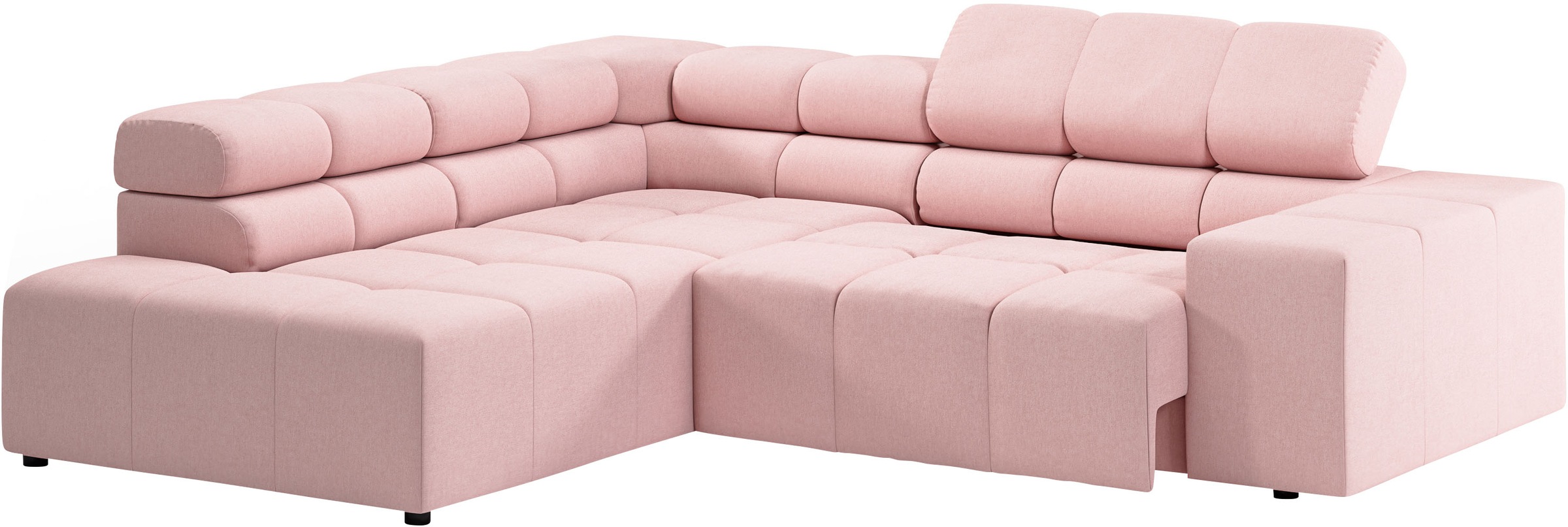 Ecksofa HOME AFFAIRE "Ancona, incl. Kopfteilverstellung + 3 Zierkissen, L-Form, Breite 249cm", rosa (rosé), B:249cm H:70cm T:215cm, 100% Polyester, Sofas, Ecksofa, wahlweise motorische Sitztiefenverstellung, B/T(H: 249/215/70 cm 2