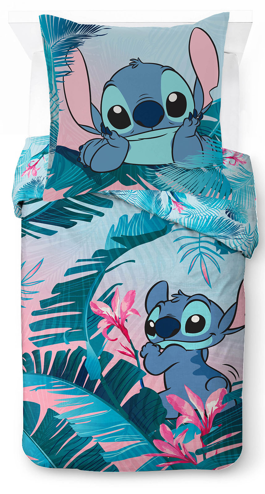 Disney Kinderbettwäsche "Disney Lilo & Stitch Bettbezug-Set 135x200 cm + Kissenbezug 80x80 cm" 2 tlg. 100 % Baumwolle, maschinenwaschbar, wendbar