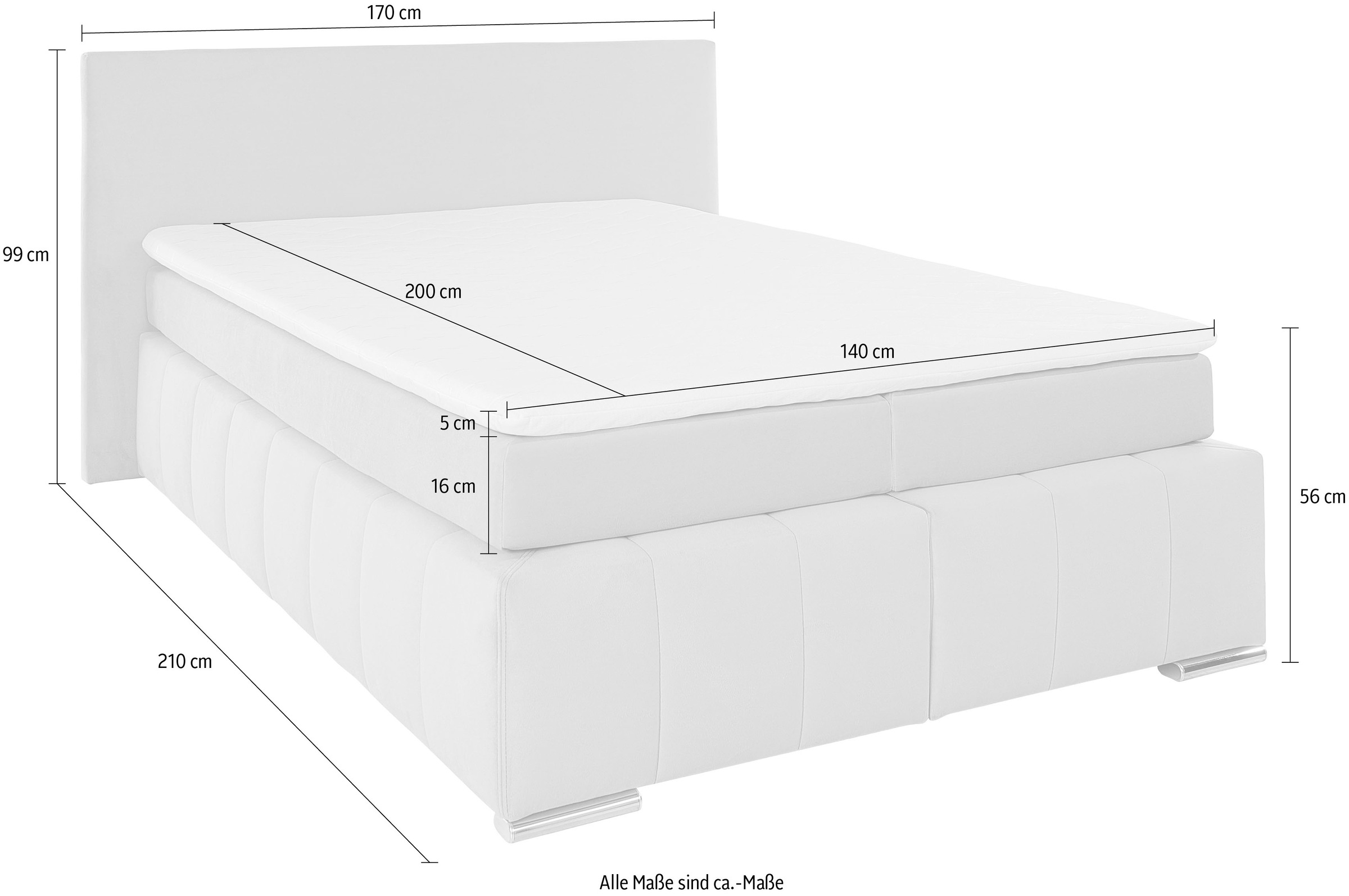 COLLECTION AB Boxbett »Vanessa«, inklusive Topper, H2 ohne Bettkasten, H3 mit Bettkasten