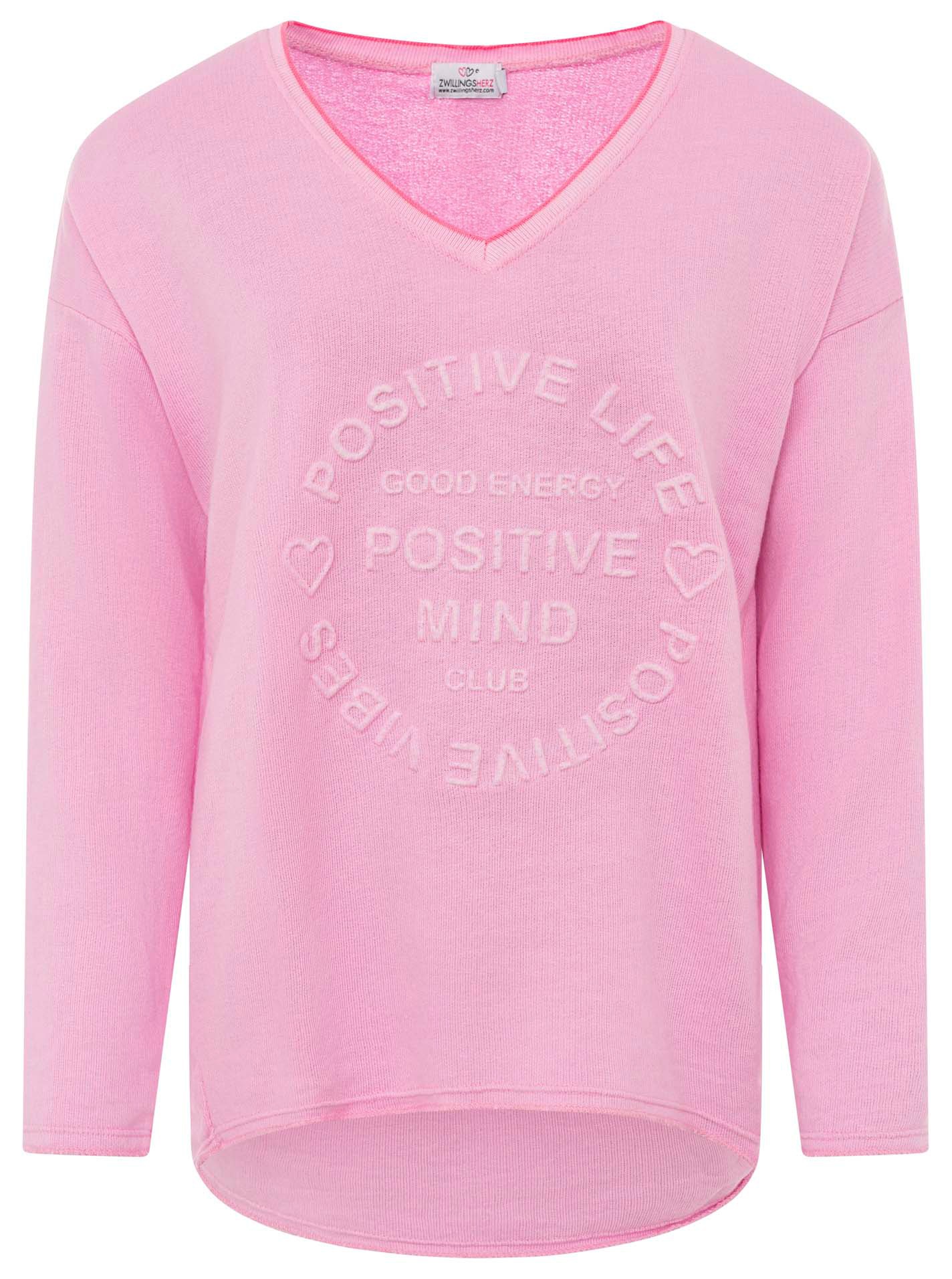 Zwillingsherz Sweatshirt "„Positive Mind Neon Kante”", mit Kontrastnaht, V- günstig online kaufen