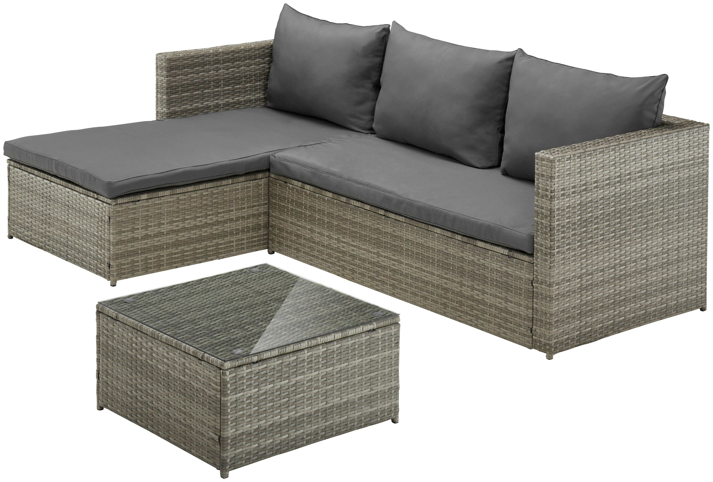 KONIFERA Gartenlounge-Set »Phoenix«, (8 tlg.), Ecklounge, Tisch 61x61 cm, Polyrattan