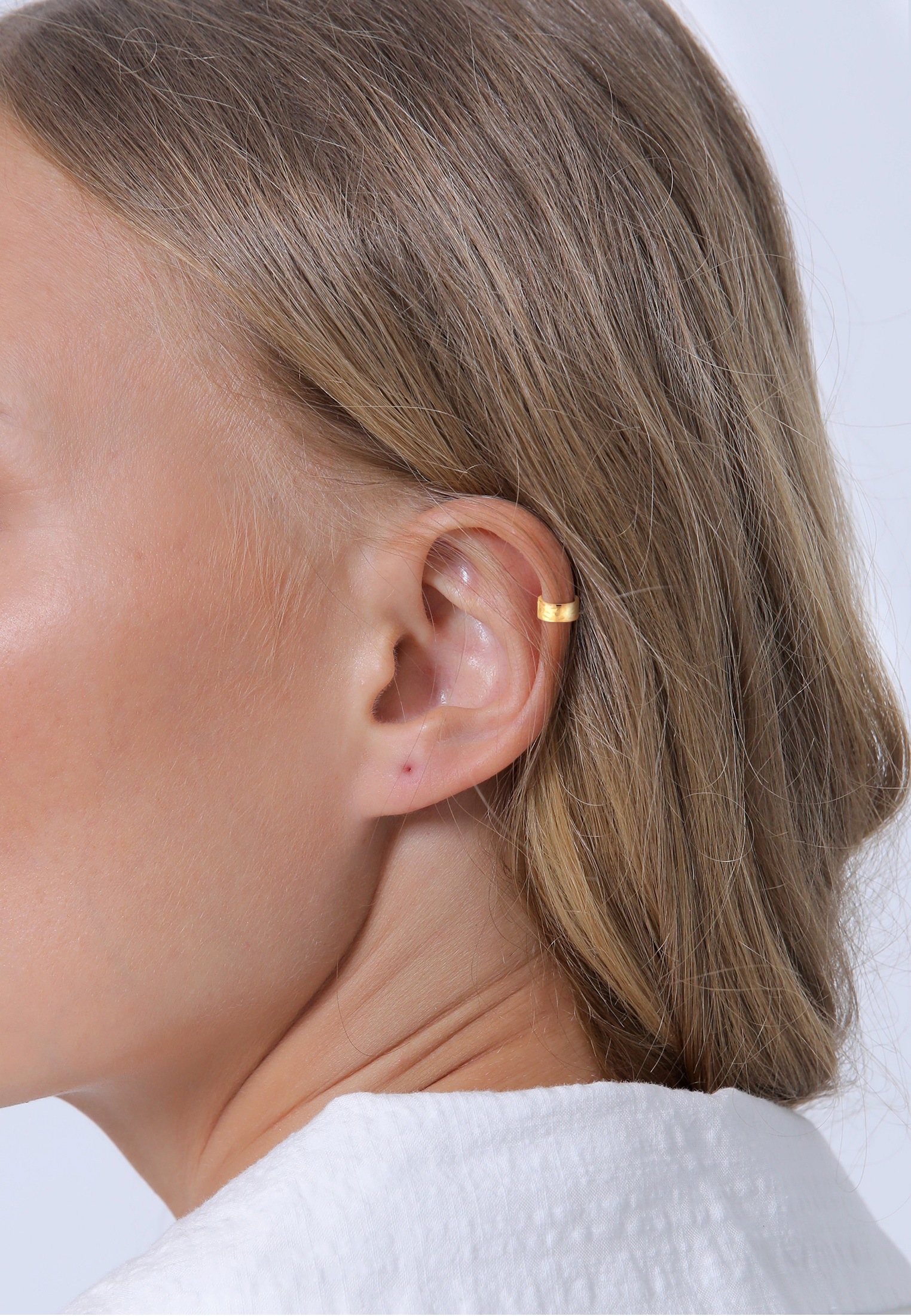 Single-Ohrhaken ELLI "Earcuff Single gehämmert 925 Sterling Silber", gold, Ohrringe, Damen, onesize, ohne Stein, Silber 925 (Sterlingsilber) 3