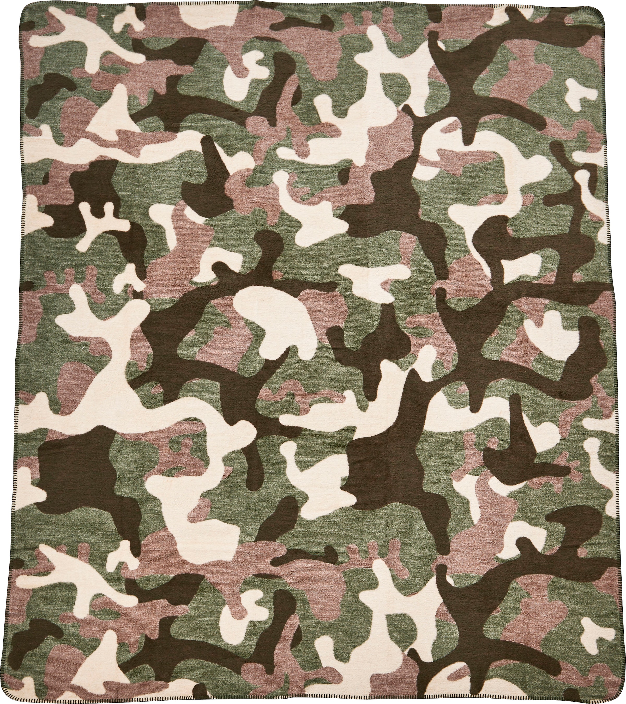 Wohndecke »Camouflage«, Wohndecke mit einfassender Ziernaht, Kuscheldecke