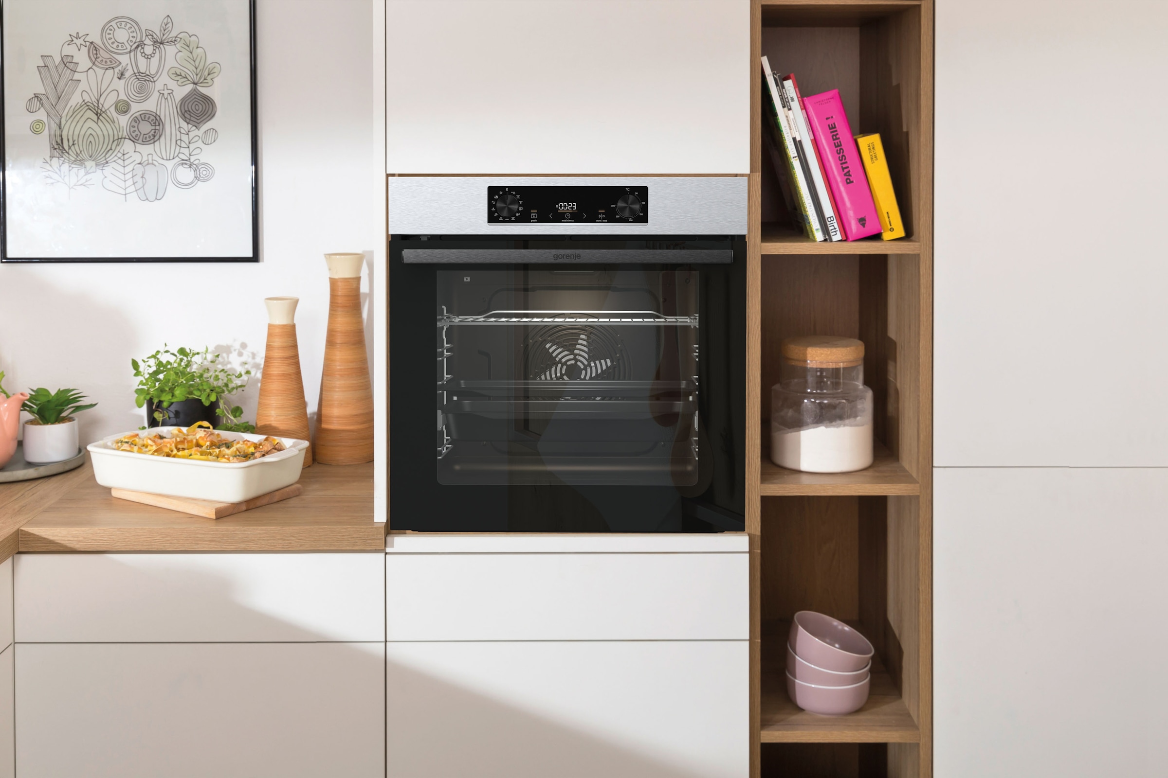 GORENJE Backofen-Set »Pacific Backofen-Set Pyrolyse/Induktion 2021«, Pacific Backofen-Set Pyrolyse/Induktion 2021, mit 1-fach-Teleskopauszug, Pyrolyse-Selbstreinigung, (Set, 2 St.), Pyrolyse Backofen & Induktionskochfeld