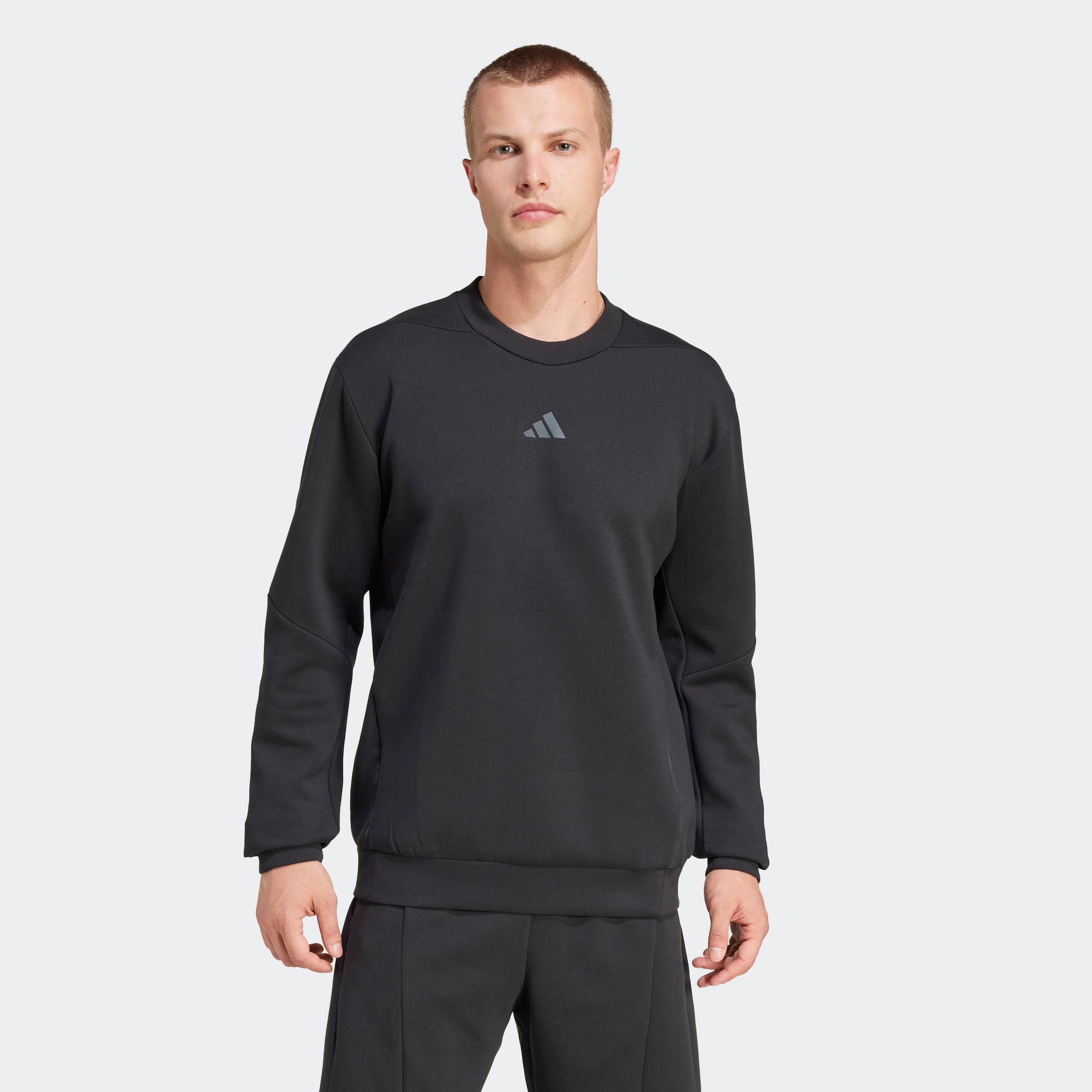 Herren Sweatshirt "DESIGNED FOR TRAINING RUNDHALS"schwarz, Gr. L, ADIDAS PERFORMANCE, Obermaterial: 73% Polyester, 19% Baumwolle, 8% Elasthan,