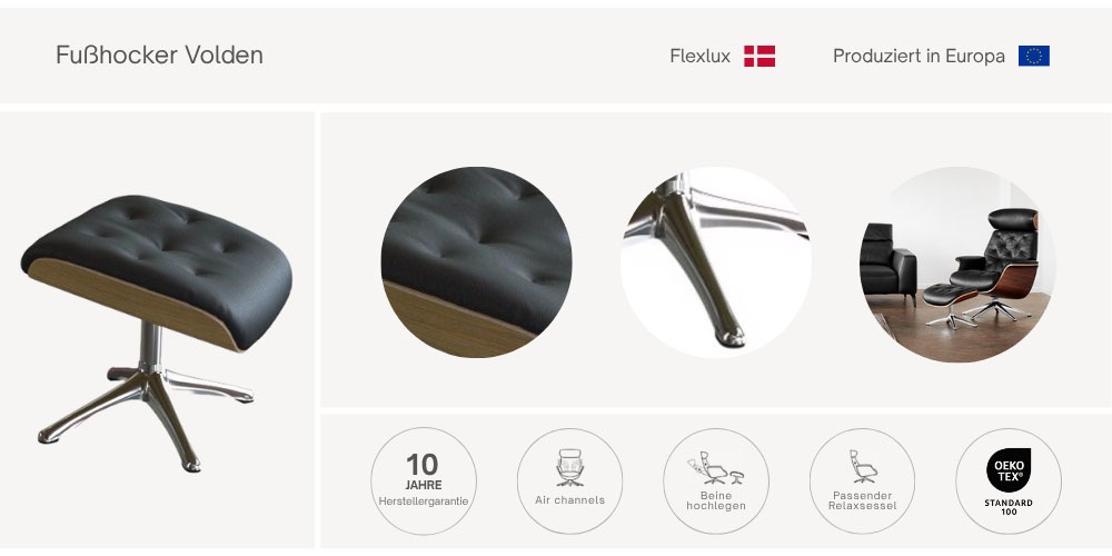 FLEXLUX Fußhocker "Volden Beinstütze, pflegeleicht, skandinavisches Design, günstig online kaufen