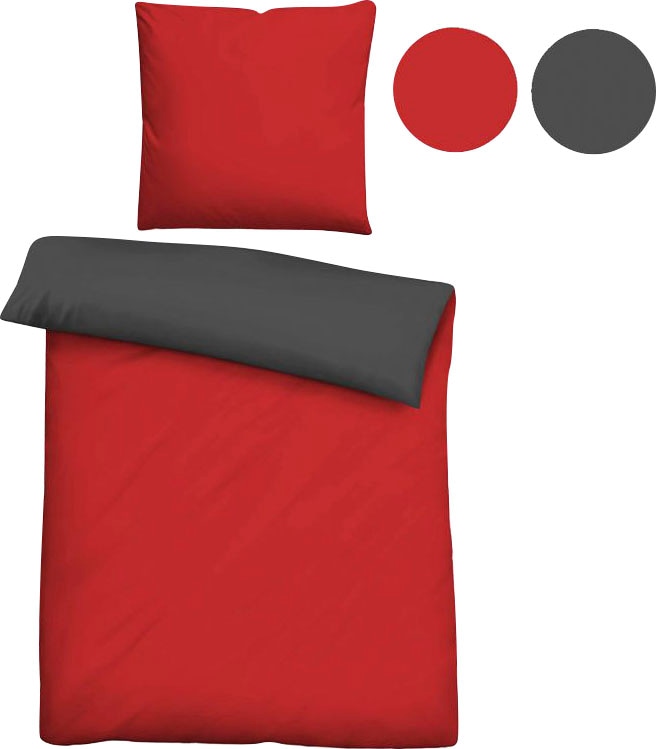 Castell Wendebettwäsche »Uni-Microfaser-Satin«, (2 tlg.), hautsympathische Microfaser Satin Qualität, 100% Polyester, Bett- und Kopfkissenbezug mit Reißverschluss, pflegeleicht, mit feinem Glanz, samtig weicher Stoff