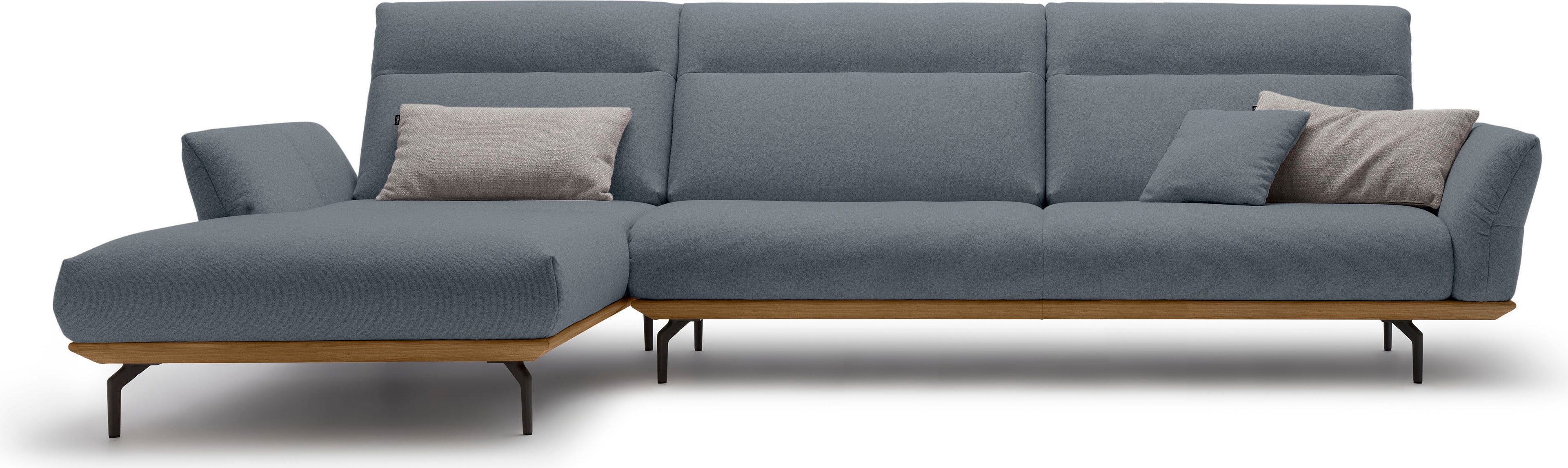 Creation BY ROLF BENZ Ecksofa "CR.460 Designsofa mit erstklassigem Sitzkomfort" Sockel in Nussbaum, Winkelfüße in Umbragrau, Breite 338 cm