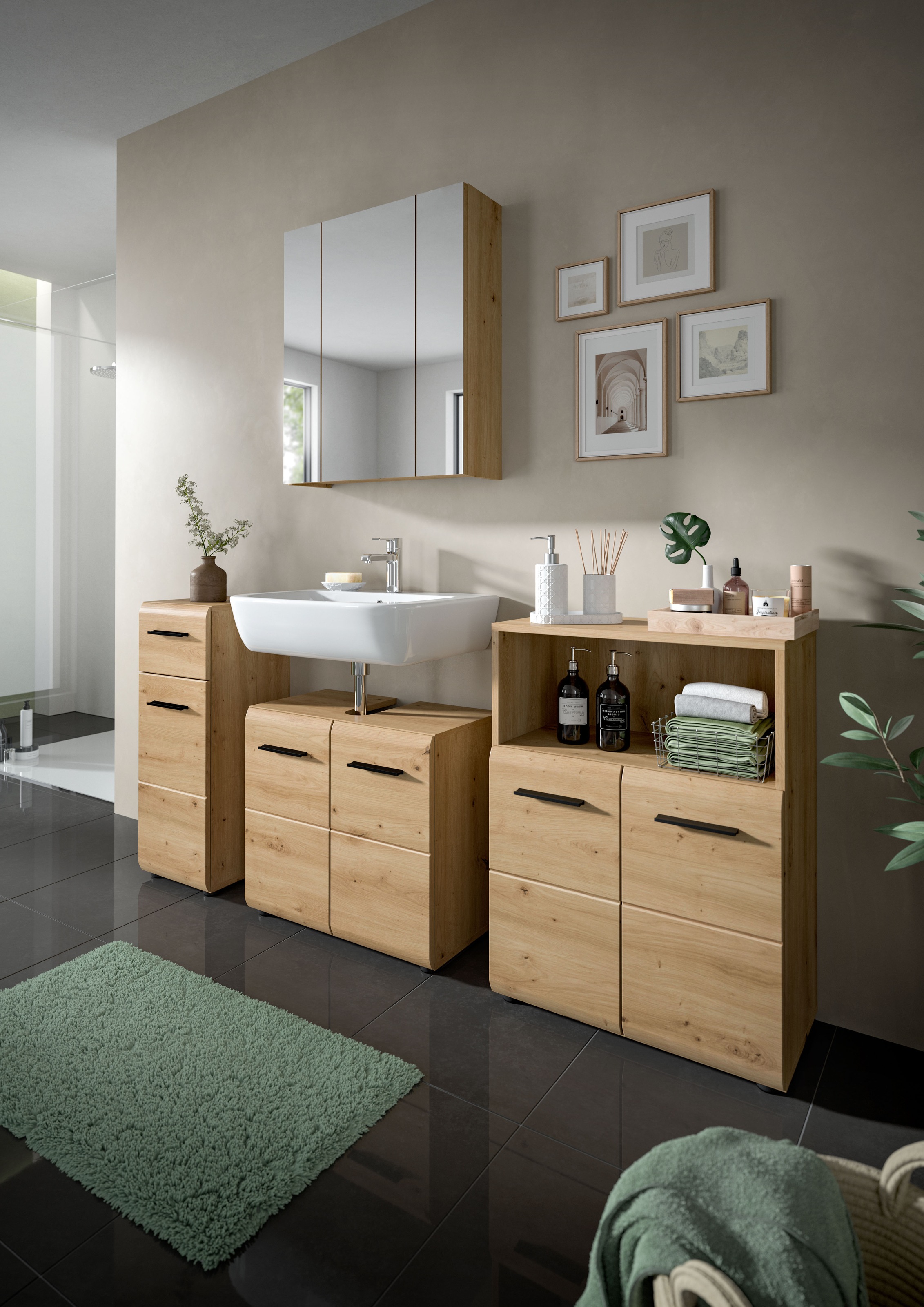 INOSIGN Stauraumschrank »FLORENZ, TOPSELLER!, Höhe 80 cm, 1 Tür, 1 Schubkasten«, (1 St.), Florenz, Standschrank 30 cm, Artisan Oak NB, 1 Tür, 1 Schublade
