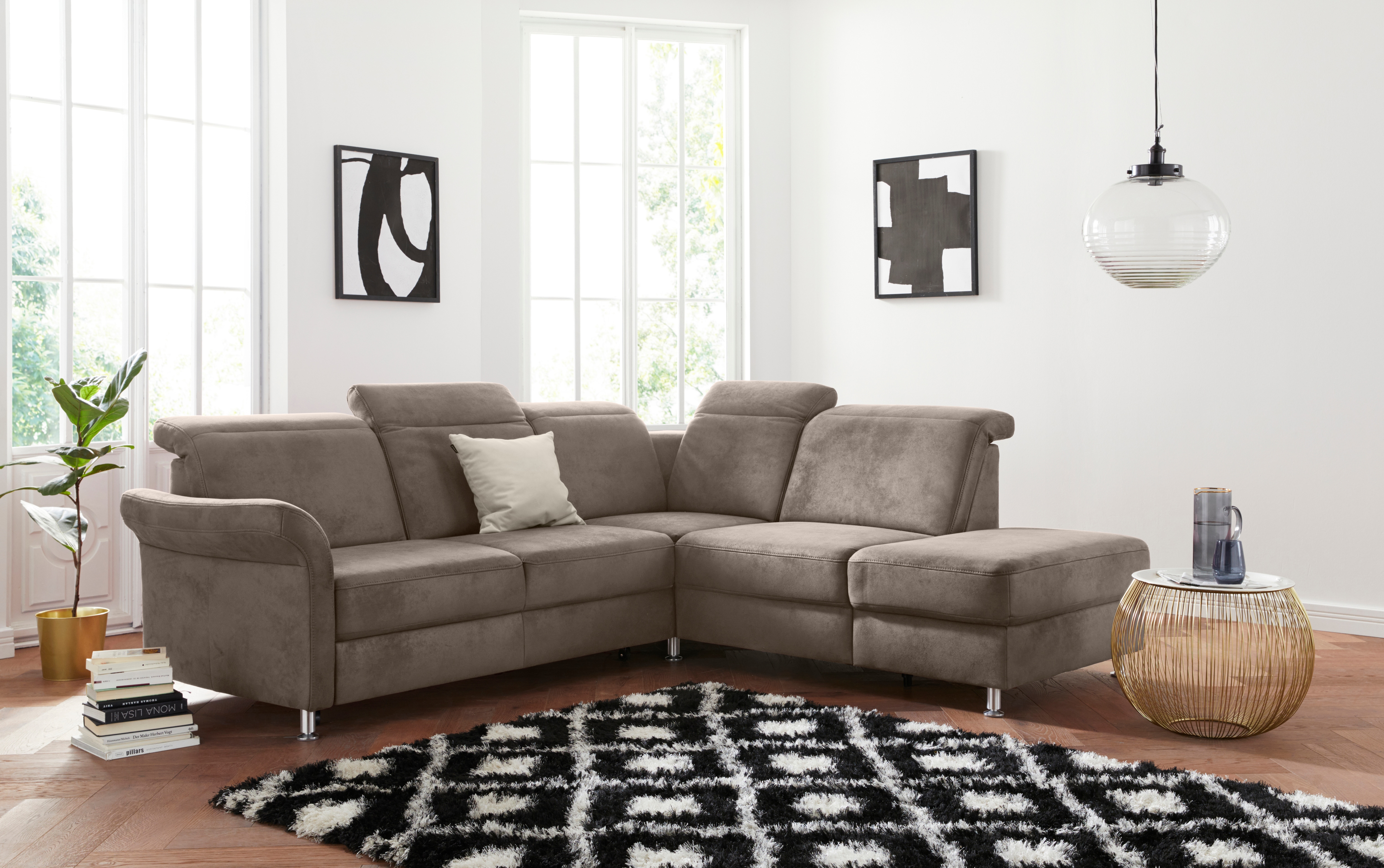 sit&more Ecksofa "Darwin L-Form" inklusive Federkern, wahlweise mit Kopfteilverstellung, Schlaffunktion
