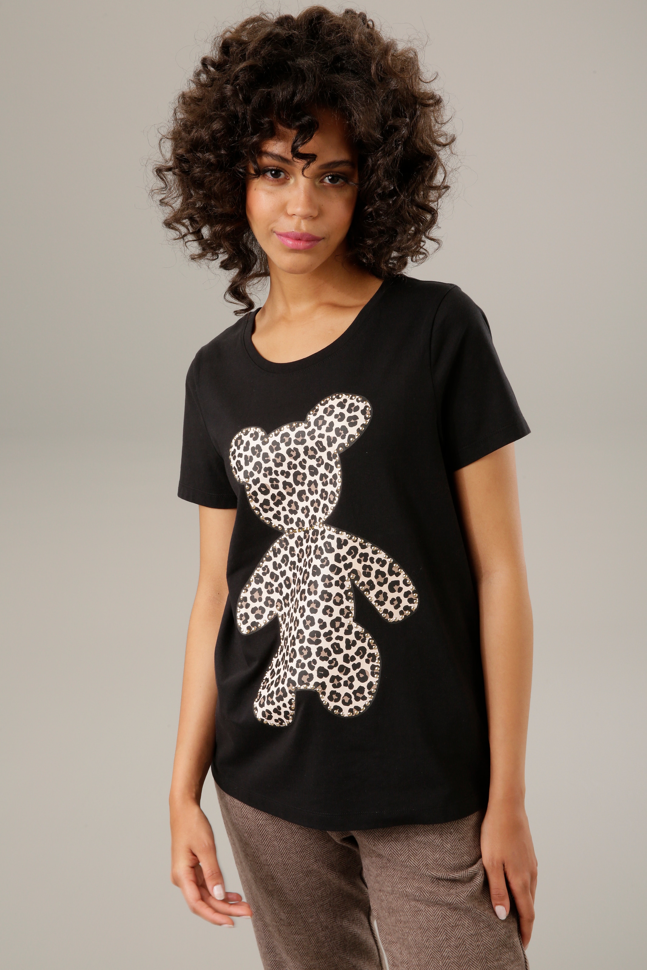 Aniston CASUAL T-Shirt, mit Glanznieten bestellen Bärchen-Frontdruck online - KOLLEKTIOM | verzierter BAUR NEUE