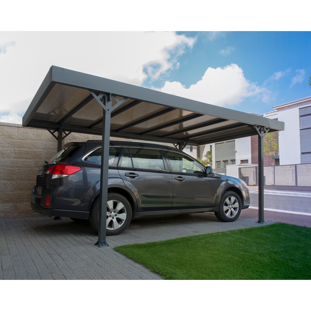 Palram - Canopia Einzelcarport »Palma 5000«, Aluminium, 263 cm, Grau, inkl. Regenrinnen und Bodenverankerungen