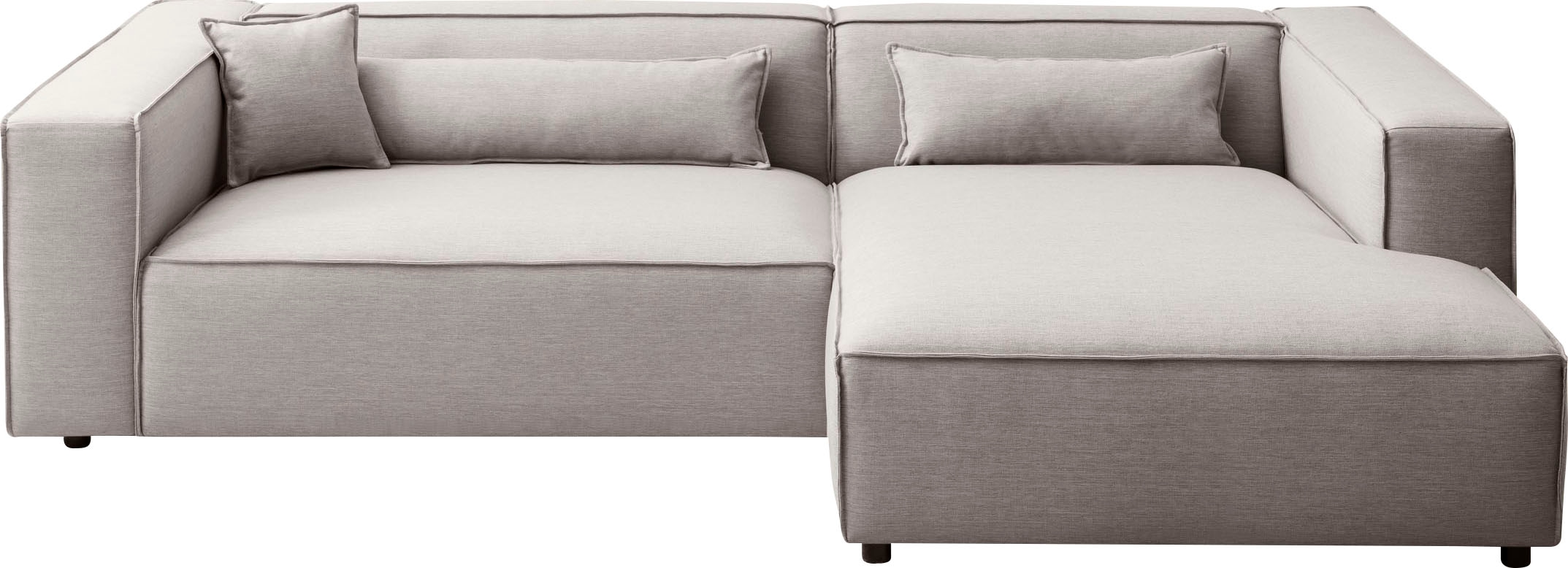 LeGer Home by Lena Gercke Ecksofa »PIARA XXL, Big-Sofa in Cord oder Leinenoptik, L-Form, mit Kedernaht«, wahlweise Ottomane rechts/links, schwarze Füße, extra tiefe Sitzfläche