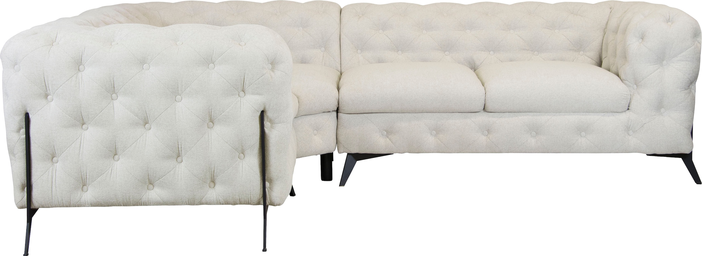 Leonique Chesterfield-Sofa "Amaury L-Form", moderne Chersterfield-Optik, Breite 262 cm, Fußfarbe wählbar