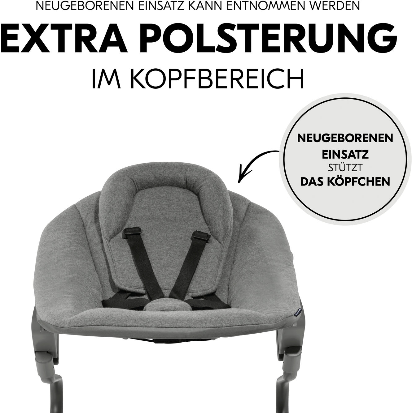 Hauck Babywippe »Alpha Bouncer Premium, Dark Grey«, bis 9 kg, für Neugeborene mit Wippgestell, für Hochstuhl Alpha+ und Beta+