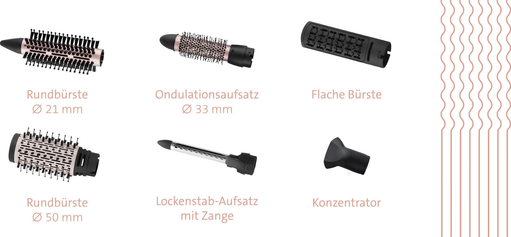 eta Multihaarstyler »Fenite Black Edition ETA532190010«, 6 Aufsätze}, 5 zusätzliche Aufsätze für den perfekten Look