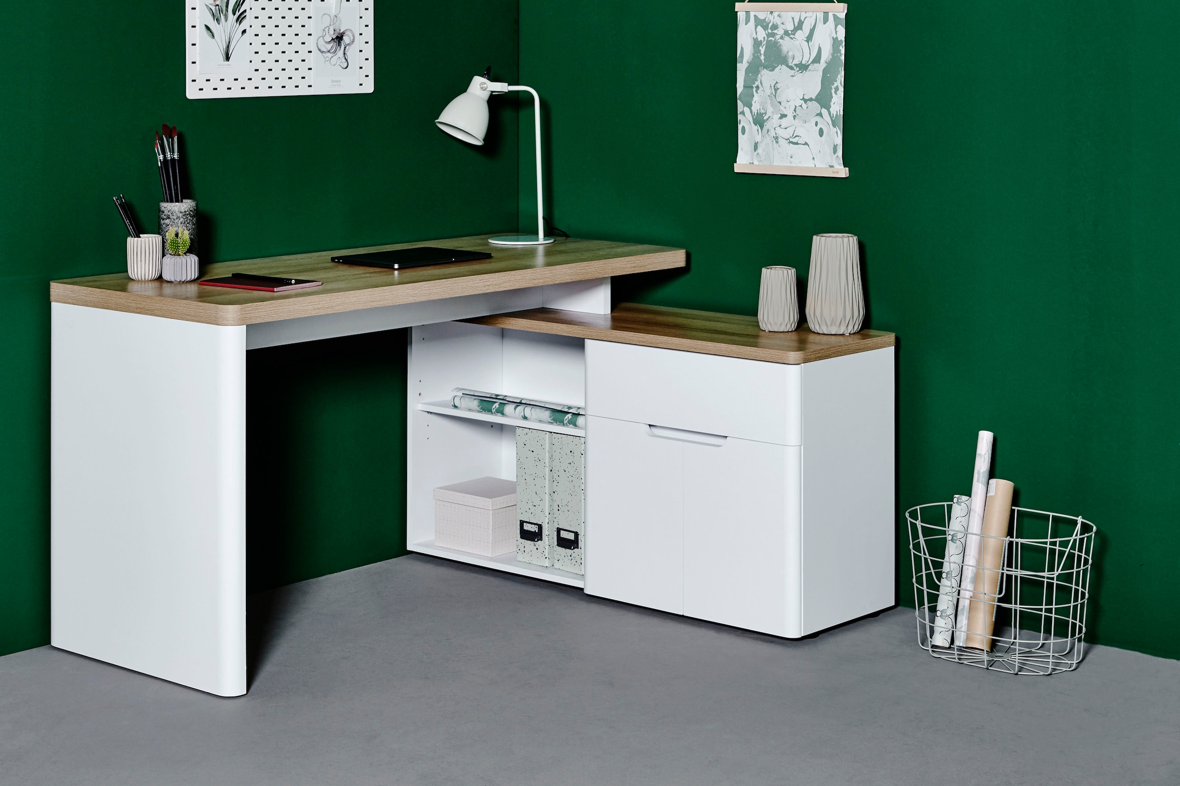 Jahnke Eckschreibtisch "CU-LIBRE 150 E" 1 Stk. tlg. wechselseitig montierba günstig online kaufen