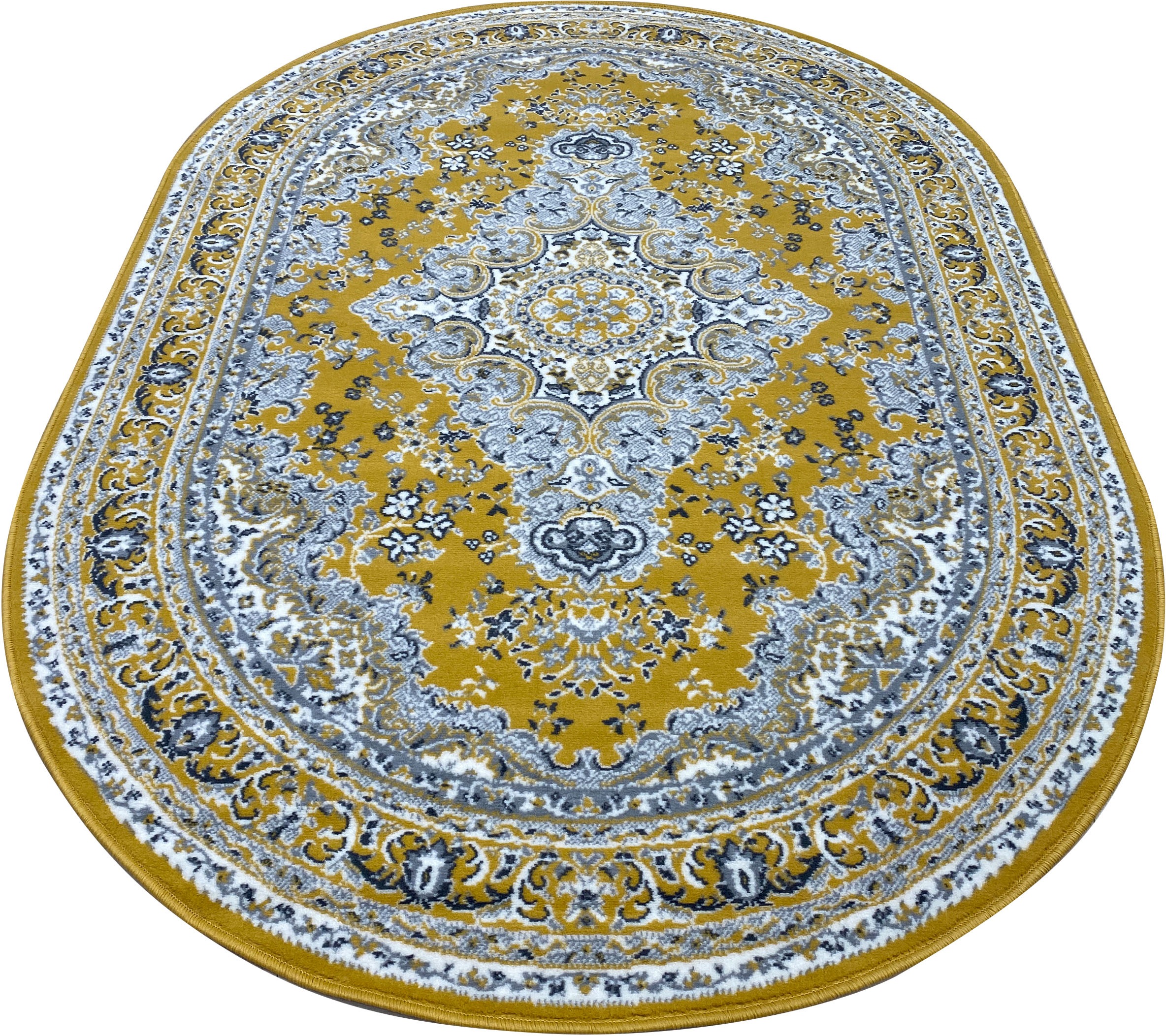 Teppich OTTO HOME "Oriental, Made in Belgium" Gr. 41, gelb, B:160cm H:7mm L:230cm, Jute, Kunstfaser, Teppiche, Teppich, Orient-Optik, mit Bordüre, Kurzflor, pflegeleicht, elegant 3