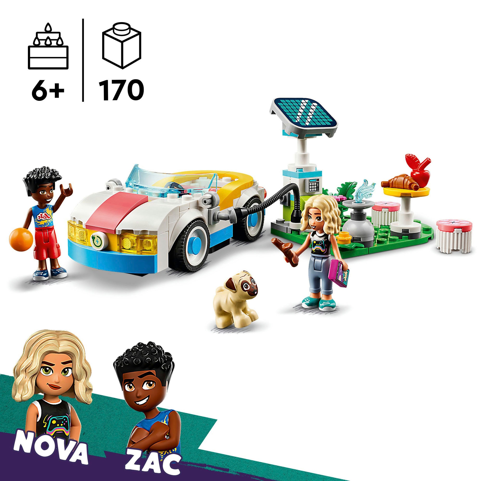 LEGO® Konstruktionsspielsteine »E-Auto mit Ladestation (42609), LEGO Friends«, (170 St.), Made in Europe