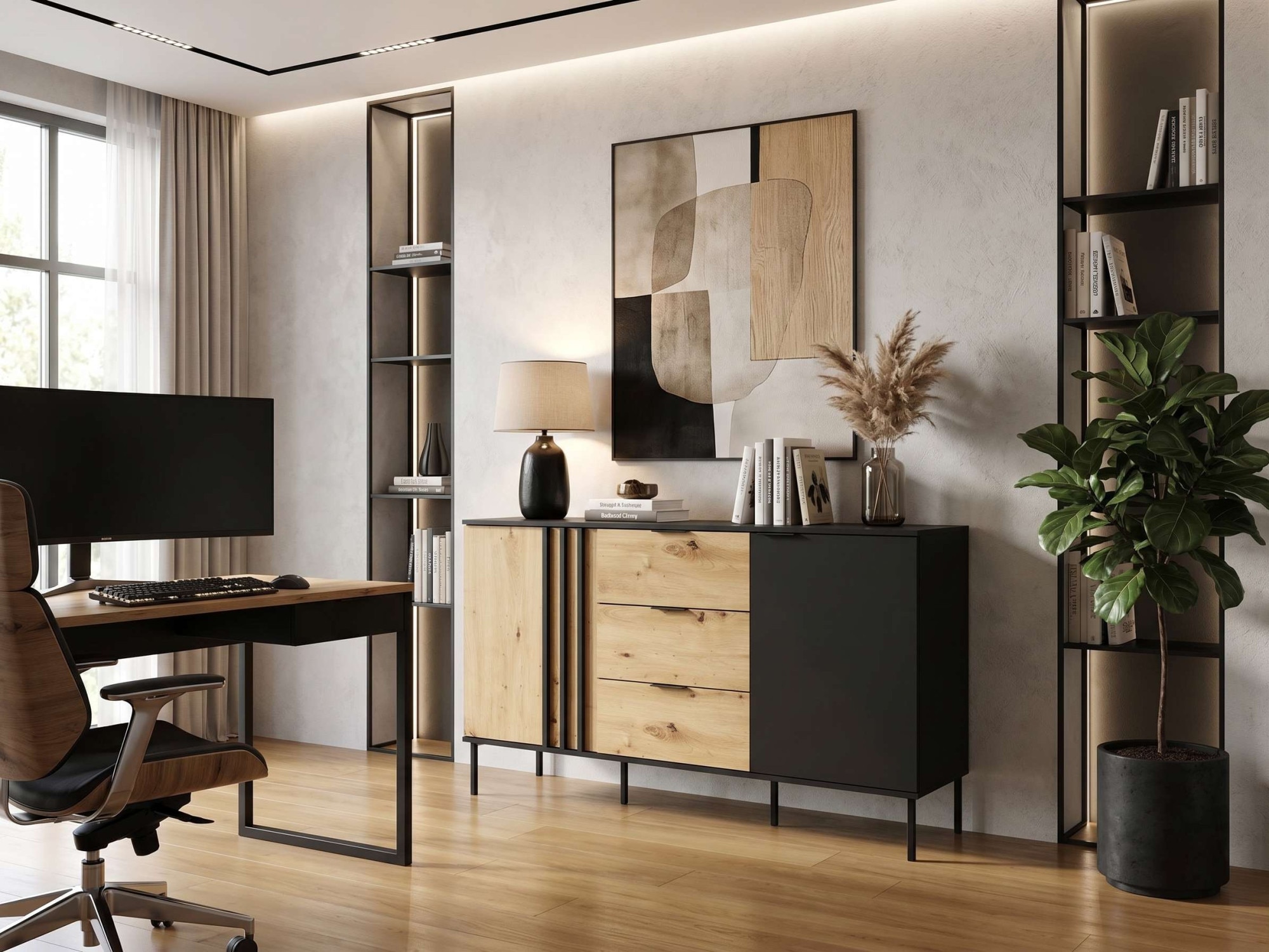 OTTO home Kommode »AELLOR Sideboard mit 3 Schubladen und 2 Türen, viel Stauraum« Schubkastenkommode mit 4 Fächer, modernes Design