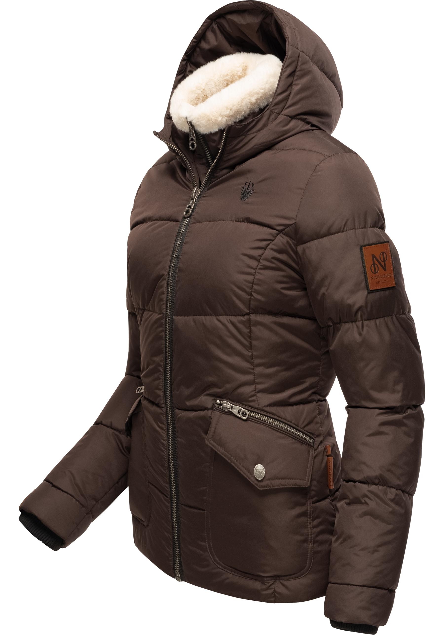 Navahoo Winterjacke »Megan«, mit Kapuze, stylische Damen Steppjacke mit Teddyfutter