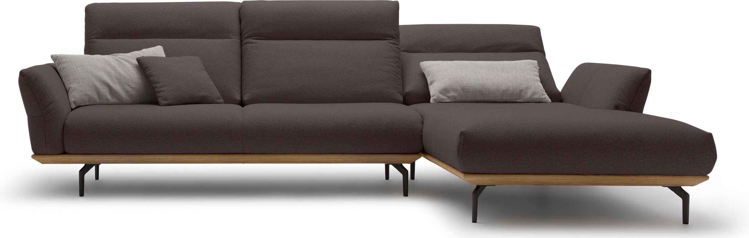 hülsta sofa Ecksofa »hs.460«, Sockel in Nussbaum, Winkelfüße in Umbragrau, Breite 318 cm kaufen