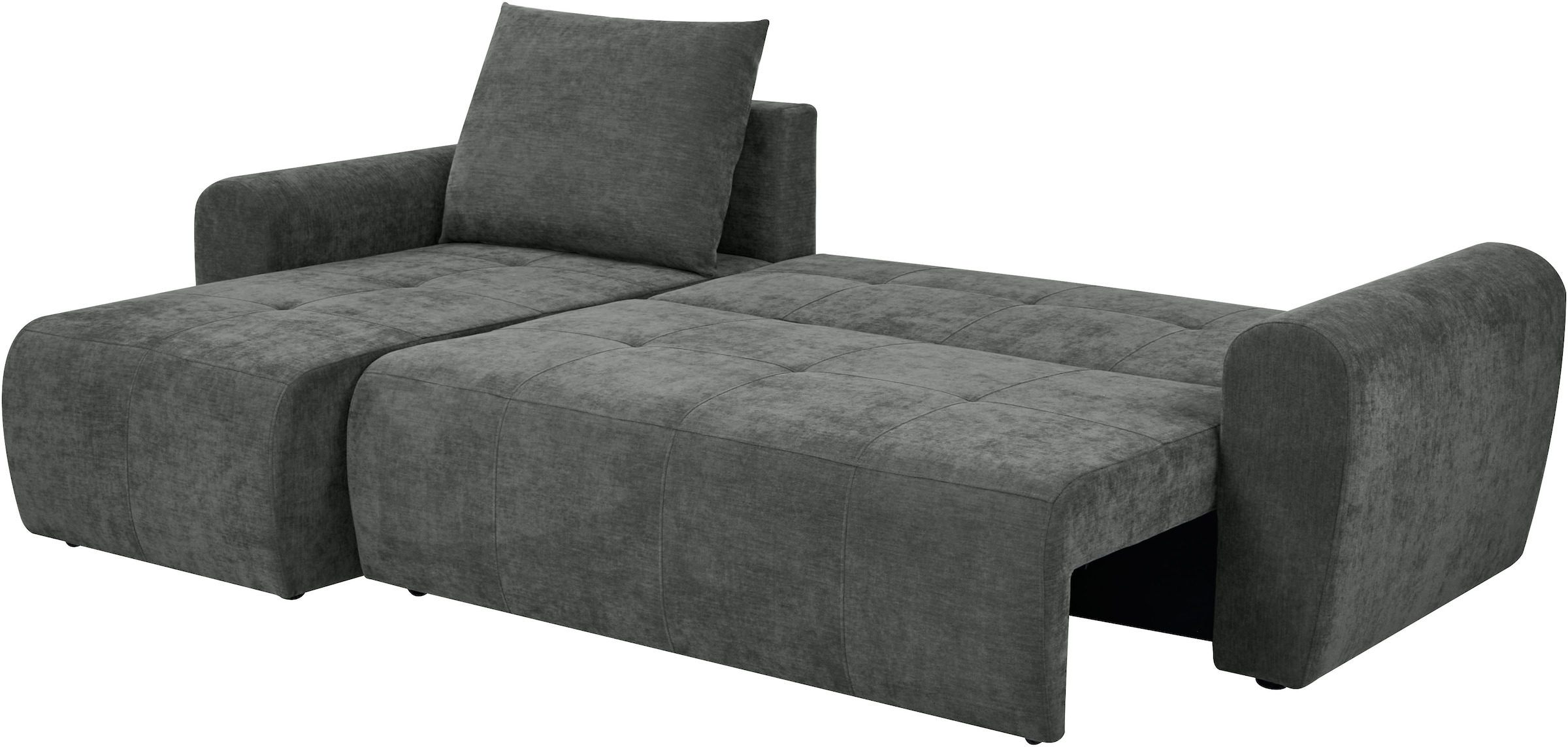 Home affaire Ecksofa »Nortrud-Chester, 241 cm, L-Form, mit Schlaffunktion u. Bettkasten« Recamiere rechts / links montierbar, Steppung, Feinstruktur-Bezug