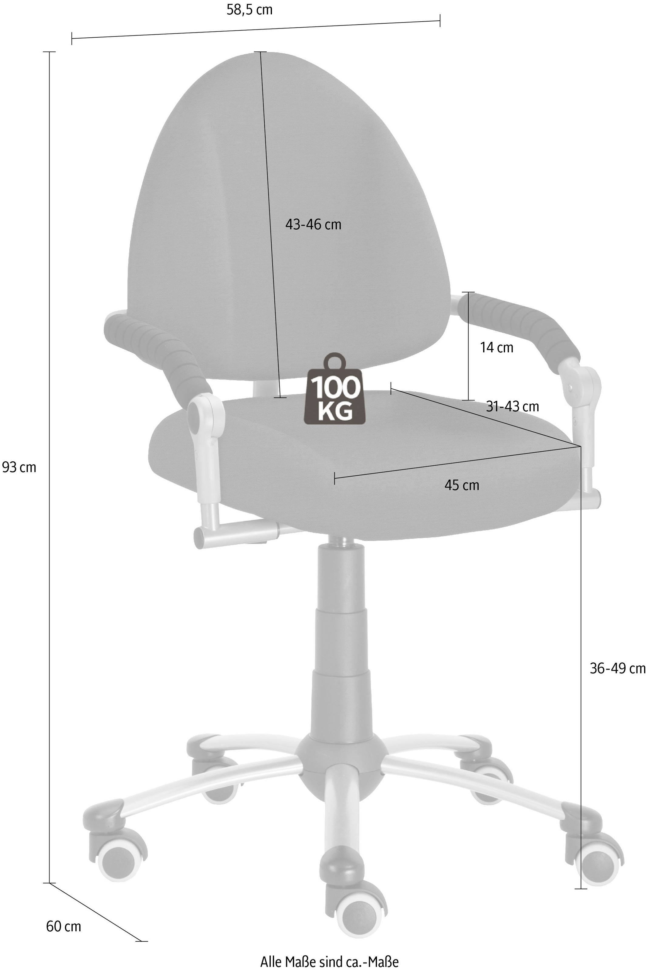 Mayer Sitzmöbel Bürostuhl »Kinder- und Jugenddrehstuhl myFREAKY«, Struktur (recyceltes Polyester), mitwachsend