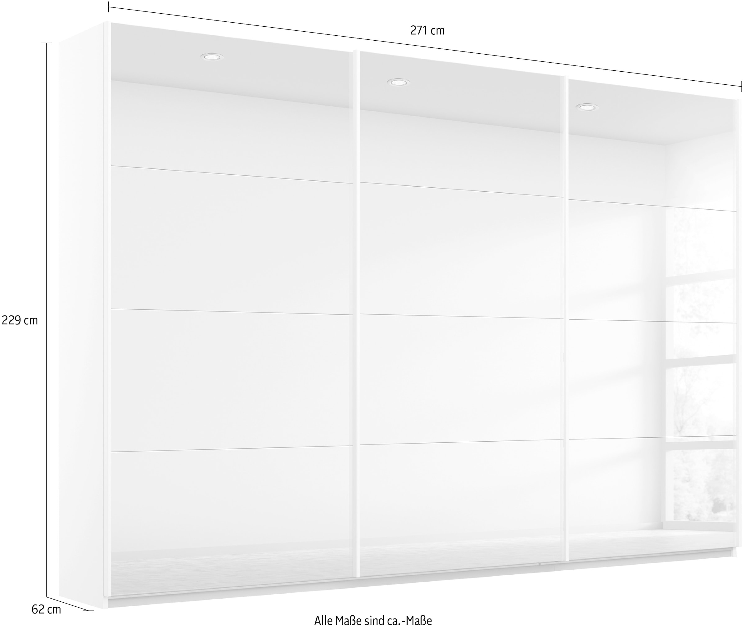 »Oteli«, mit Wäscheeinteilung Schwebetürenschrank 3 Spiegelfront, inkl. mit BAUR | rauch Innenschubladen