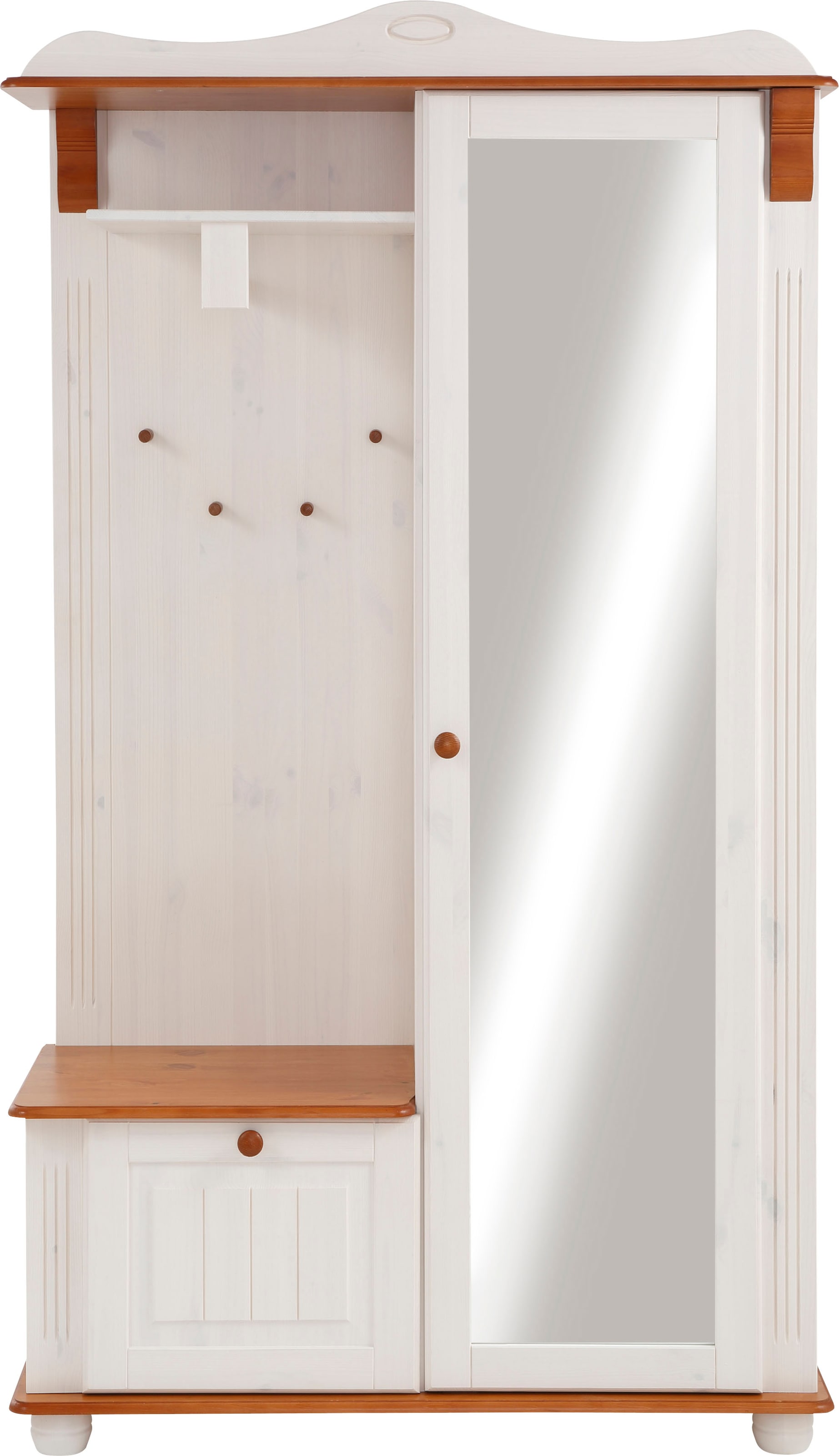 Home affaire Kompaktgarderobe »Adele«, Breite 108 cm, mit Spiegeltür, aus massiver Kiefer, FSC®