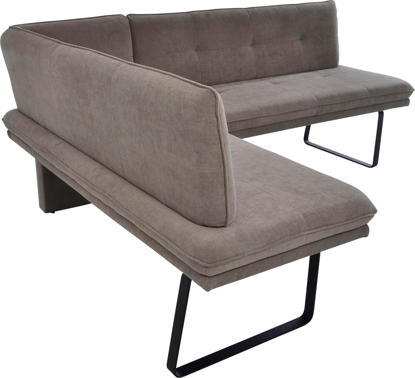 Eckbank K+W KOMFORT & WOHNEN, braun (hellbraun), B:157cm H:87cm T:207cm, Sitzbänke, Eckbank, Polstereckbank in Spitzkissenoptik, Sitz und Rücken gesteppt 2
