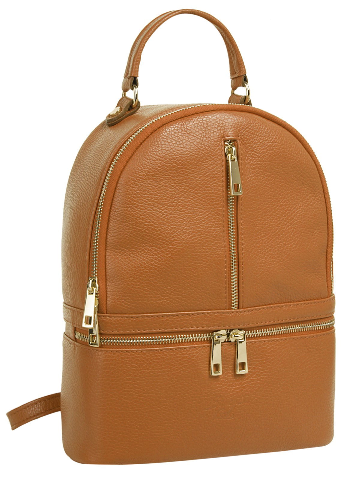 Cityrucksack SAMANTHA LOOK, Damen, Gr. B/H/T: 30cm x 25cm x 9cm, onesize, braun (cognac), Leder, Rindsleder, unifarben, Rucksäcke Cityrucksack, echt Leder, Made in Italy 2