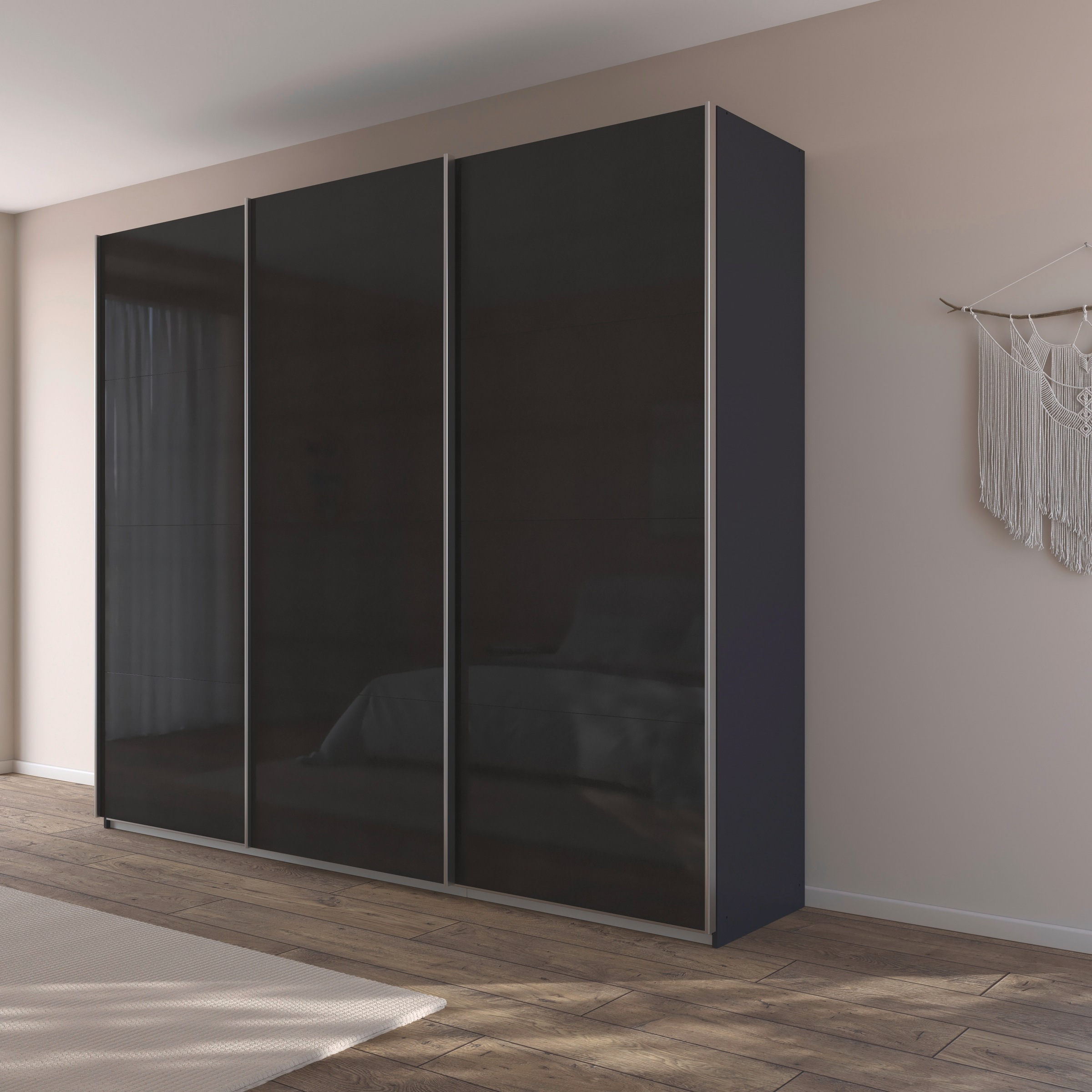 rauch Schwebetürenschrank »Kleiderschrank Schrank Garderobe AGORDO mit Dekor- oder Hochglanzfront«, (in zwei Griff-Farben), durchdachte Innenausstattung, in 4 Breiten und 2 Höhen MADE IN GERMANY