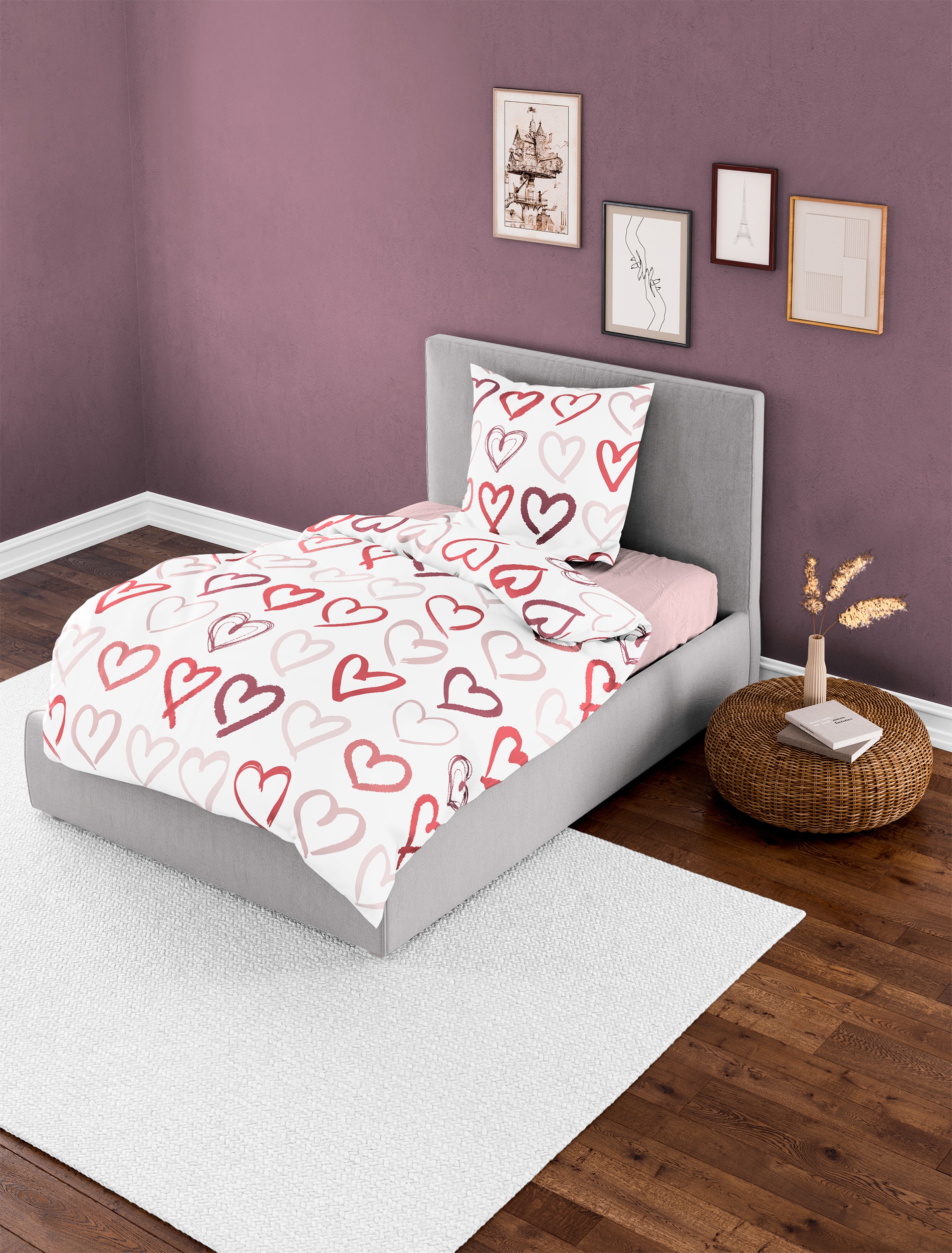 BIERBAUM Bettwäsche »Bettwäsche 4145« 2 Mako-Satin, 100  % Baumwolle, pflegeleicht, seidig glänzend