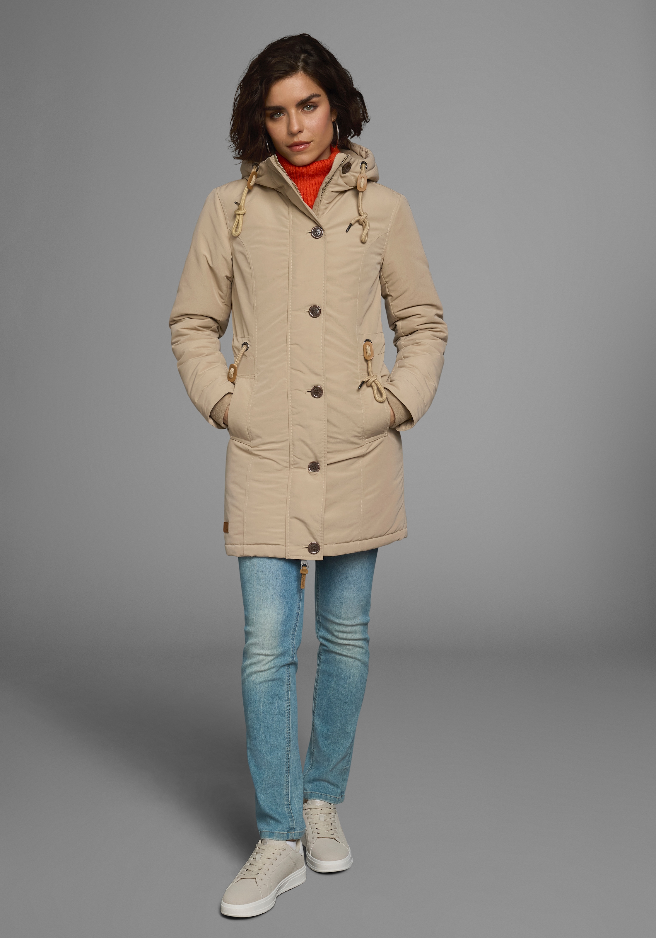KangaROOS Winterjacke, mit Kapuze, für die kalte Jahreszeit, aus leichtem Webstoff, modisch