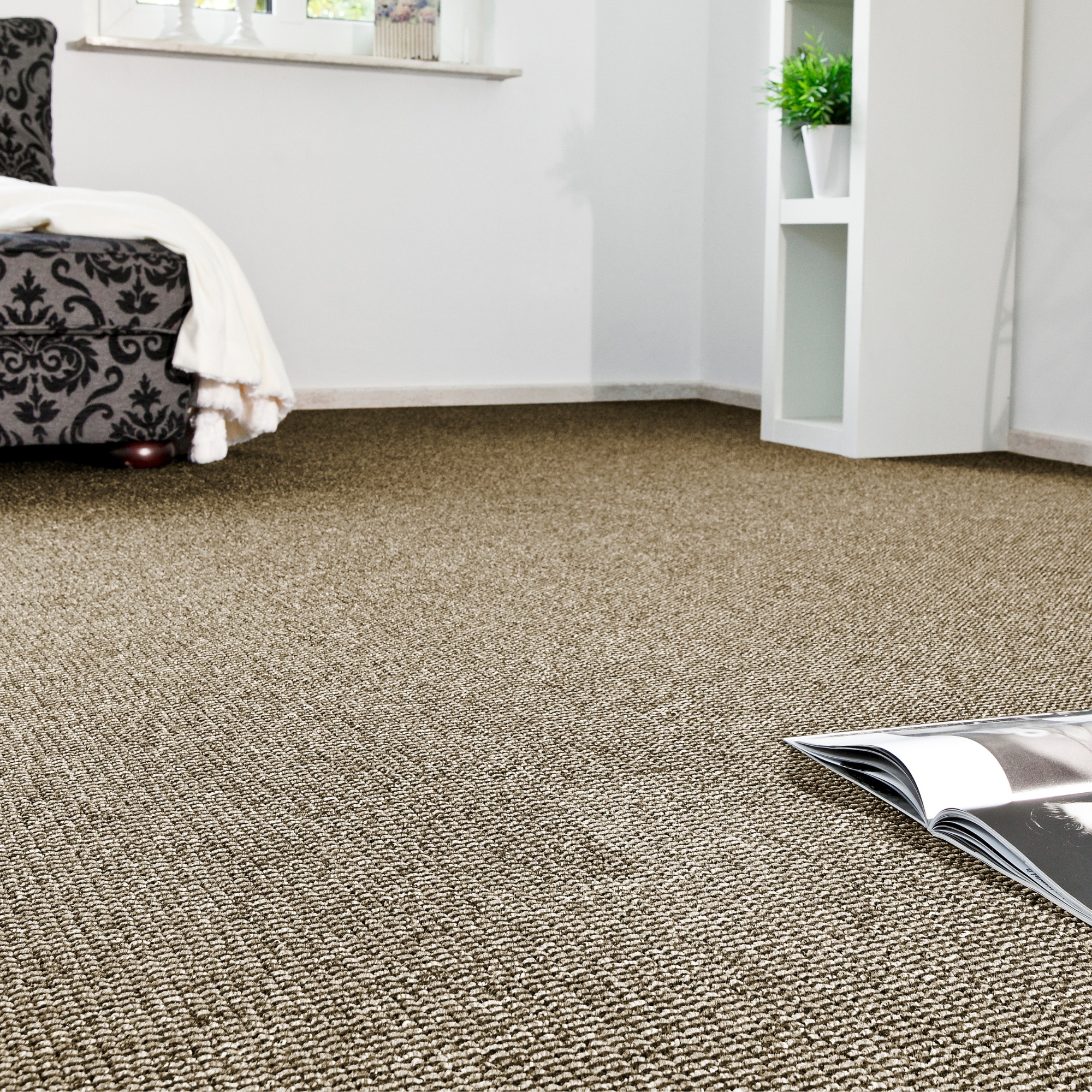 Teppichboden ANDIAMO "Joe, Schlinge, Gesamthöhe 8 mm, Made in Netherlands", braun, B:400cm L:350cm, Kunstfaser, Teppiche, Breite 400 cm, meliert, Wohnzimmer, strapazierfähig & robust