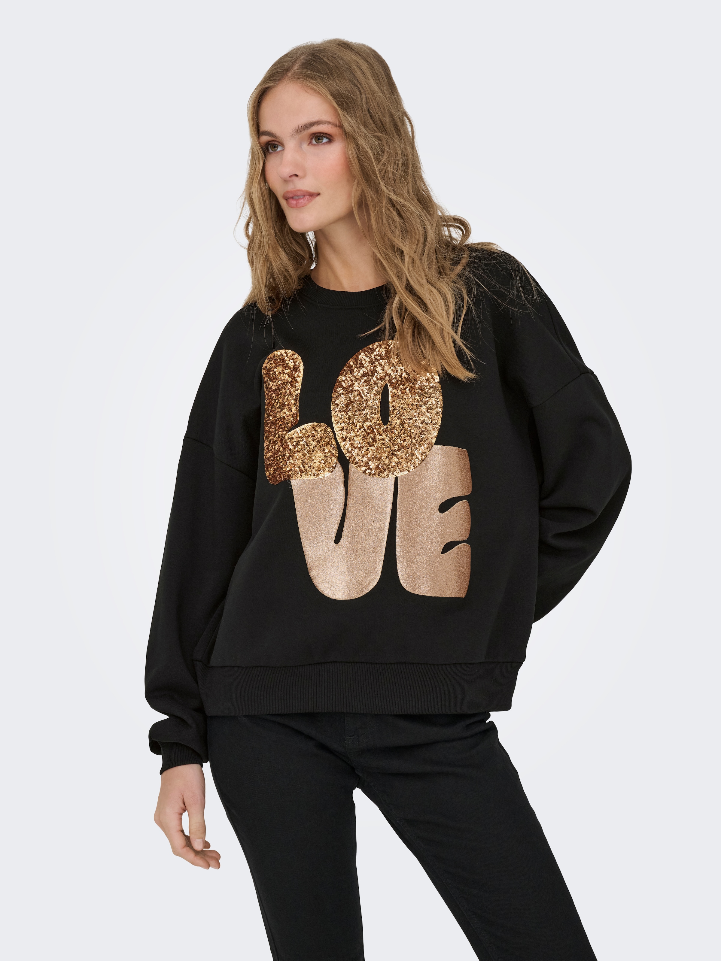 ONLY Sweatshirt "ONLLALLY L/S LOVE O-NECK CS SWT" günstig online kaufen