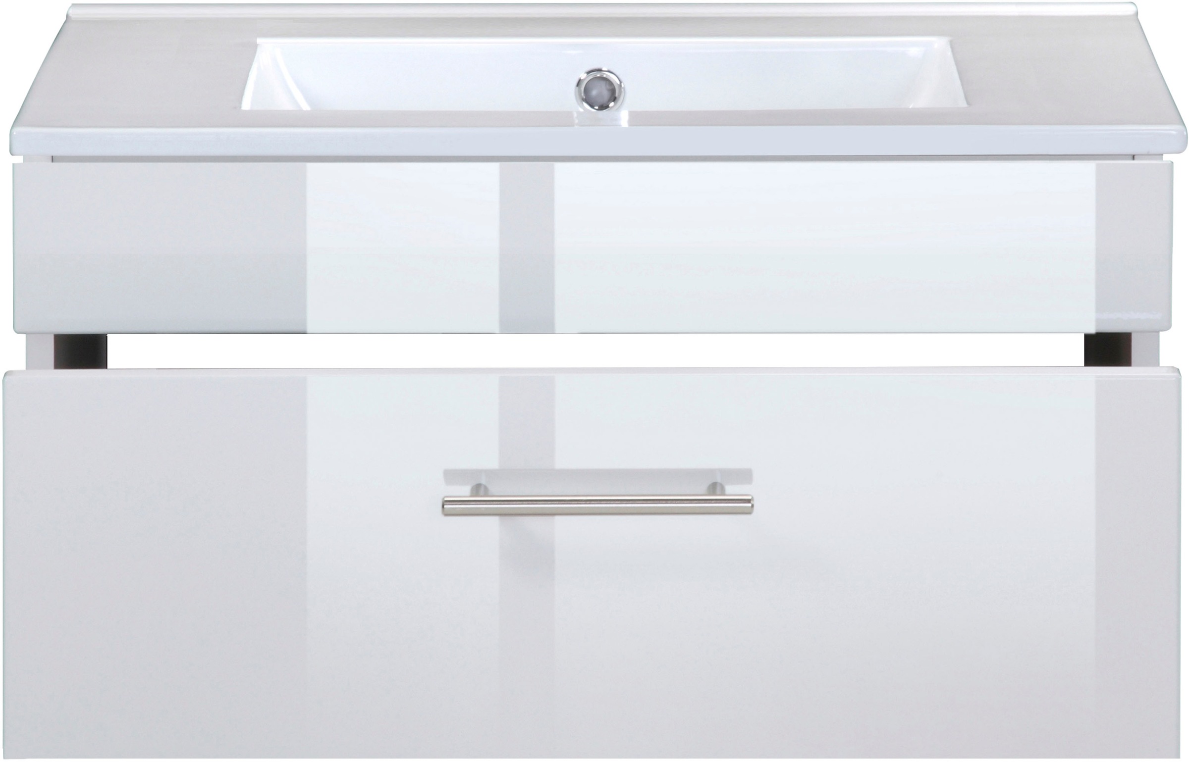 welltime Waschtisch »Trento Light, 60cm, 80cm, 100cm, Keramik-Auflagebecken«, 1 feste Blende und 1 Auszug