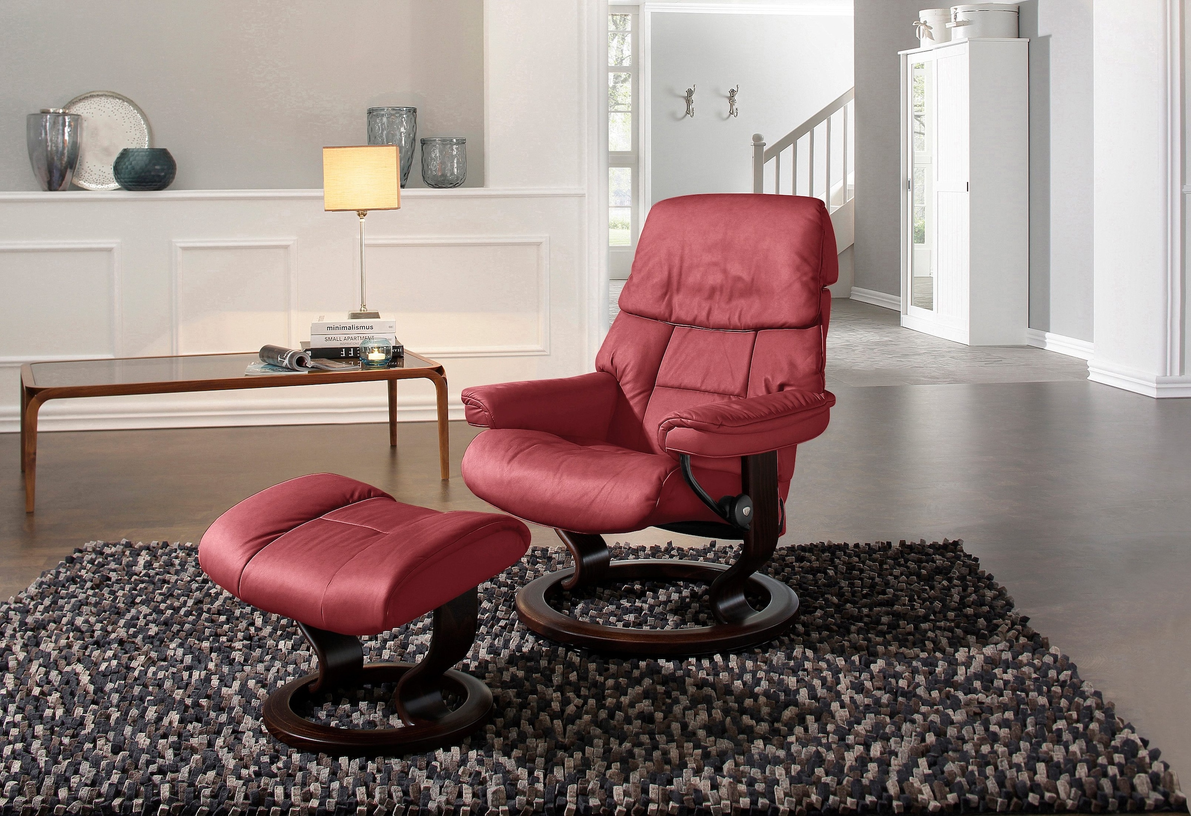 Stressless Relaxsessel "Ruby", (Set, Relaxsessel mit Hocker), mit Classic Base, Größe L, Gestell Eiche, Wenge, Braun & S