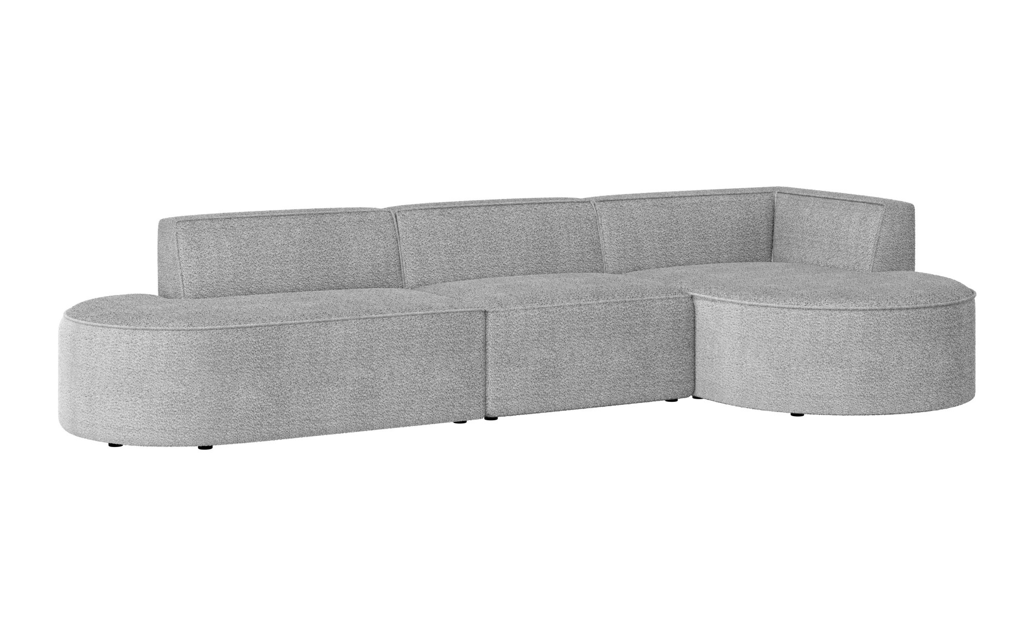 andas Ecksofa »EIVIND Designer Sofa mit Ottomane rechts/links, B/T/H: 343/159/72 cm«, L-Form mit Wellenunterfederung, auch in Feincord und Bouclé