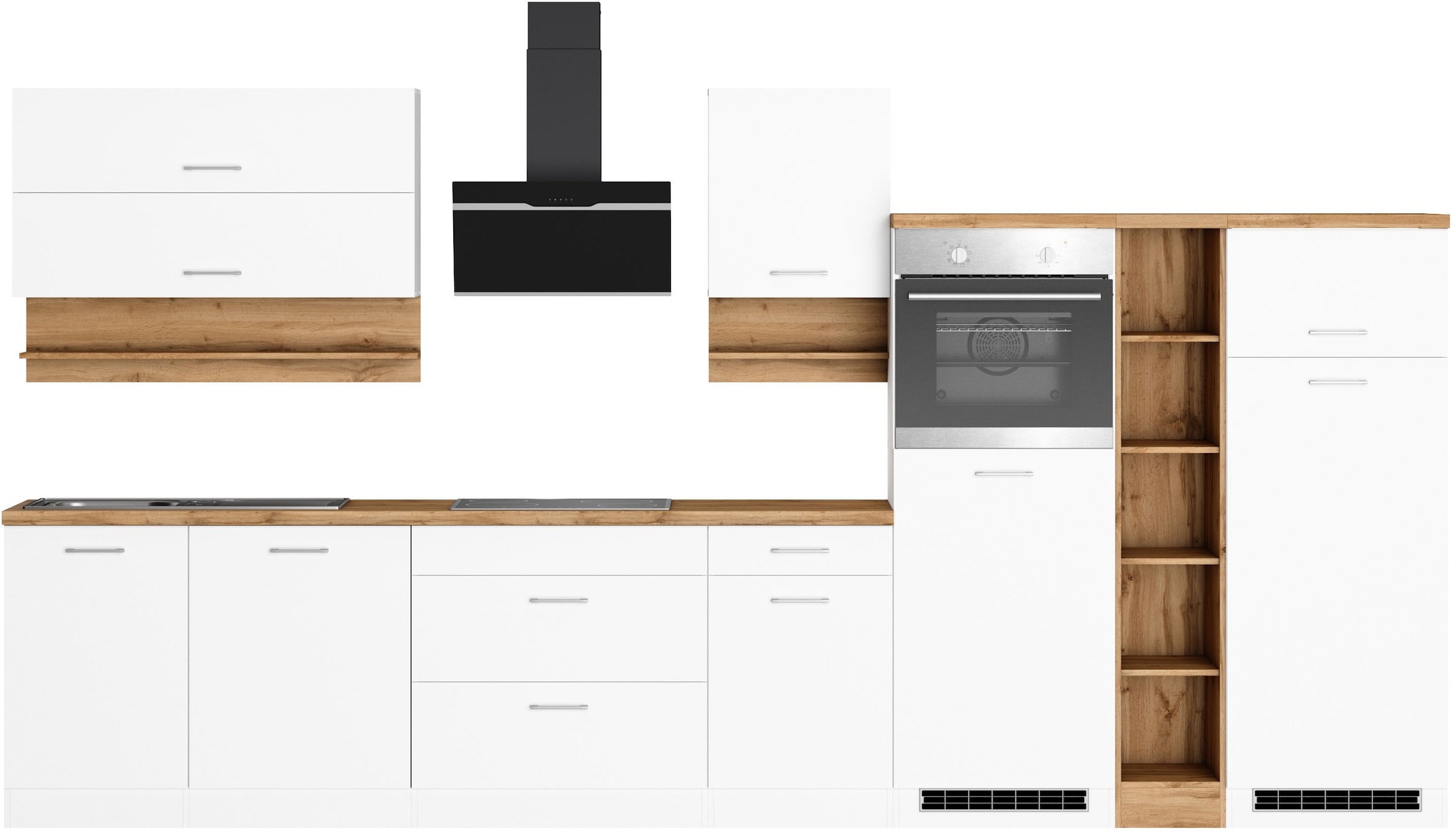 KOCHSTATION Küchenzeile "KS-Milan" 390 cm breit, viel Stauraum, wahlweise m günstig online kaufen