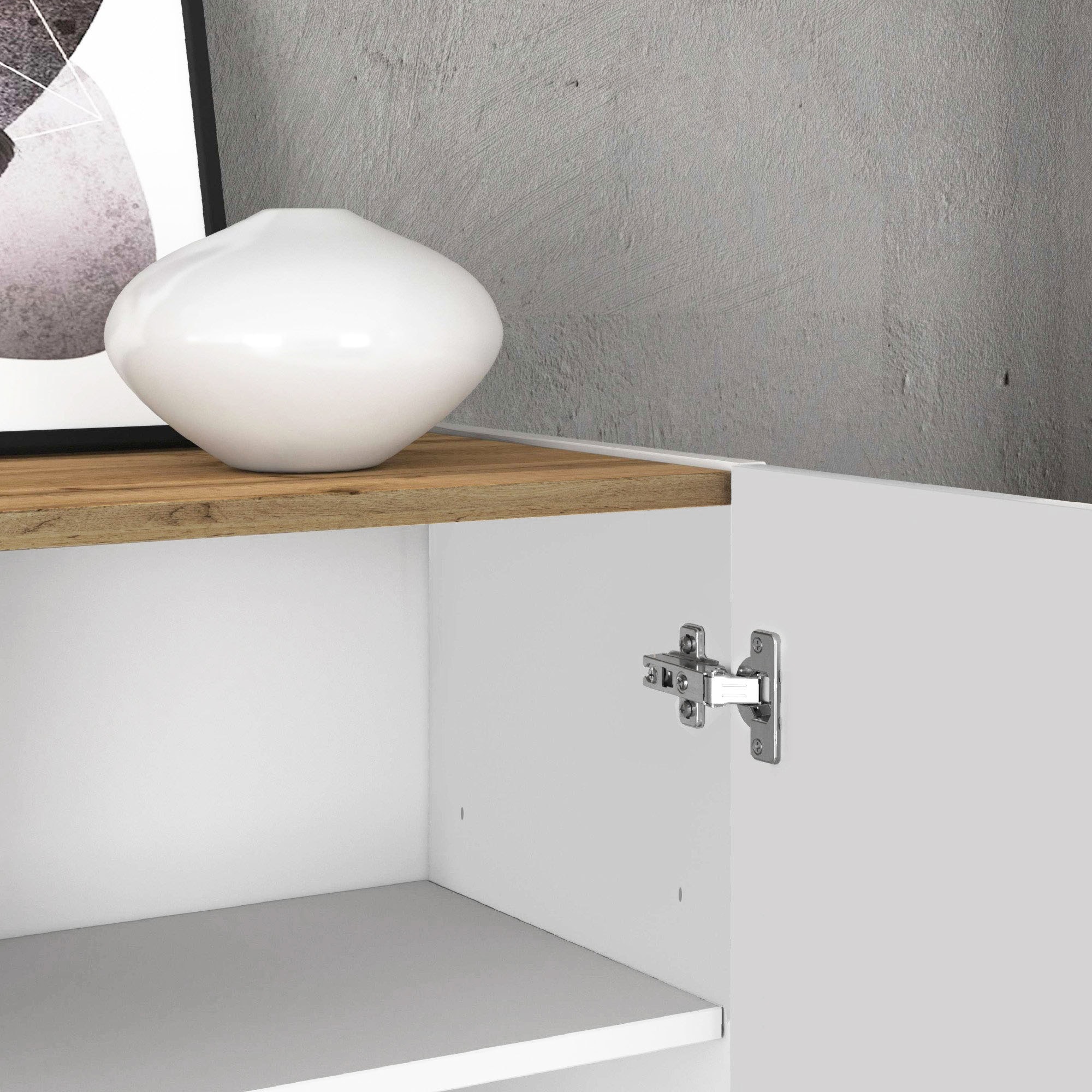 INOSIGN Highboard »GARDA Highboard, Kommode, Schrank, Grifflos mit Push to Open«, (1 St.), 3 Türen, 3 Schubladen, grifflos Breite 102 cm