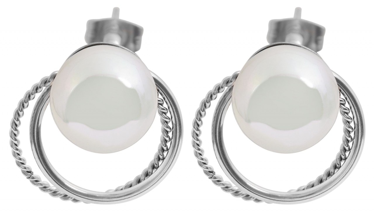Adelia´s Paar Ohrhänger »Damen Ohrstecker aus poliertem Edelstahl und Perle Ø 18 mm«