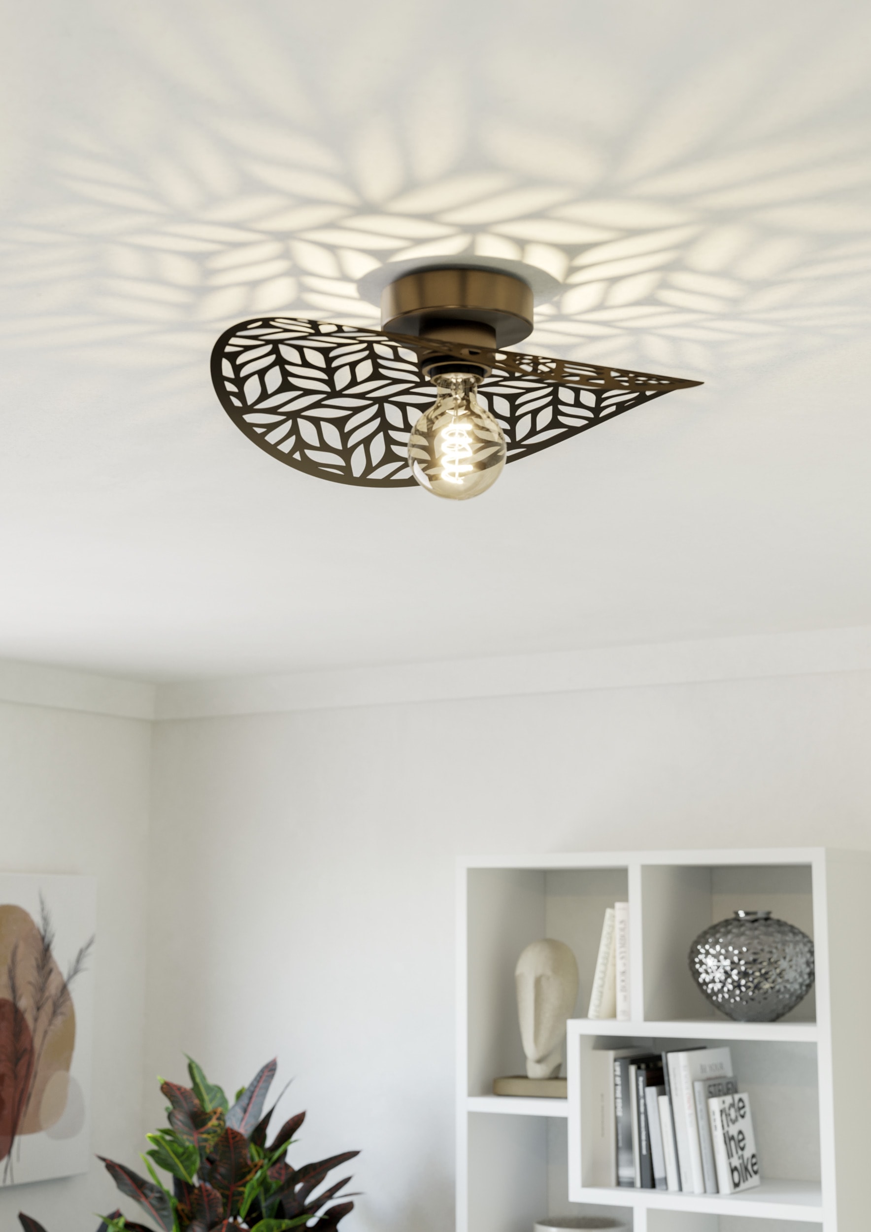 EGLO LED Deckenleuchte »SWABY Deckenlampe - Stahl - E27 - 1X60W - IP20« E27 1 Stk. Wohzimmerlampe, Esszimmerlampe, Flur, Schlafzimmer, H12,5 x Ø40 cm