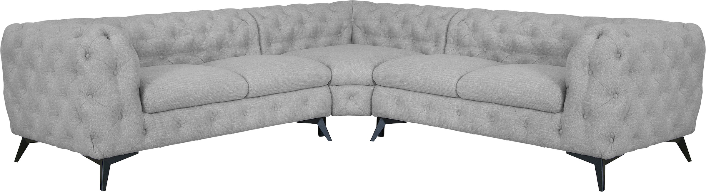 Leonique Chesterfield-Sofa "Glynis L-Form", aufwändige Knopfheftung, moderne Chesterfield Optik, Fußfarbe wählbar